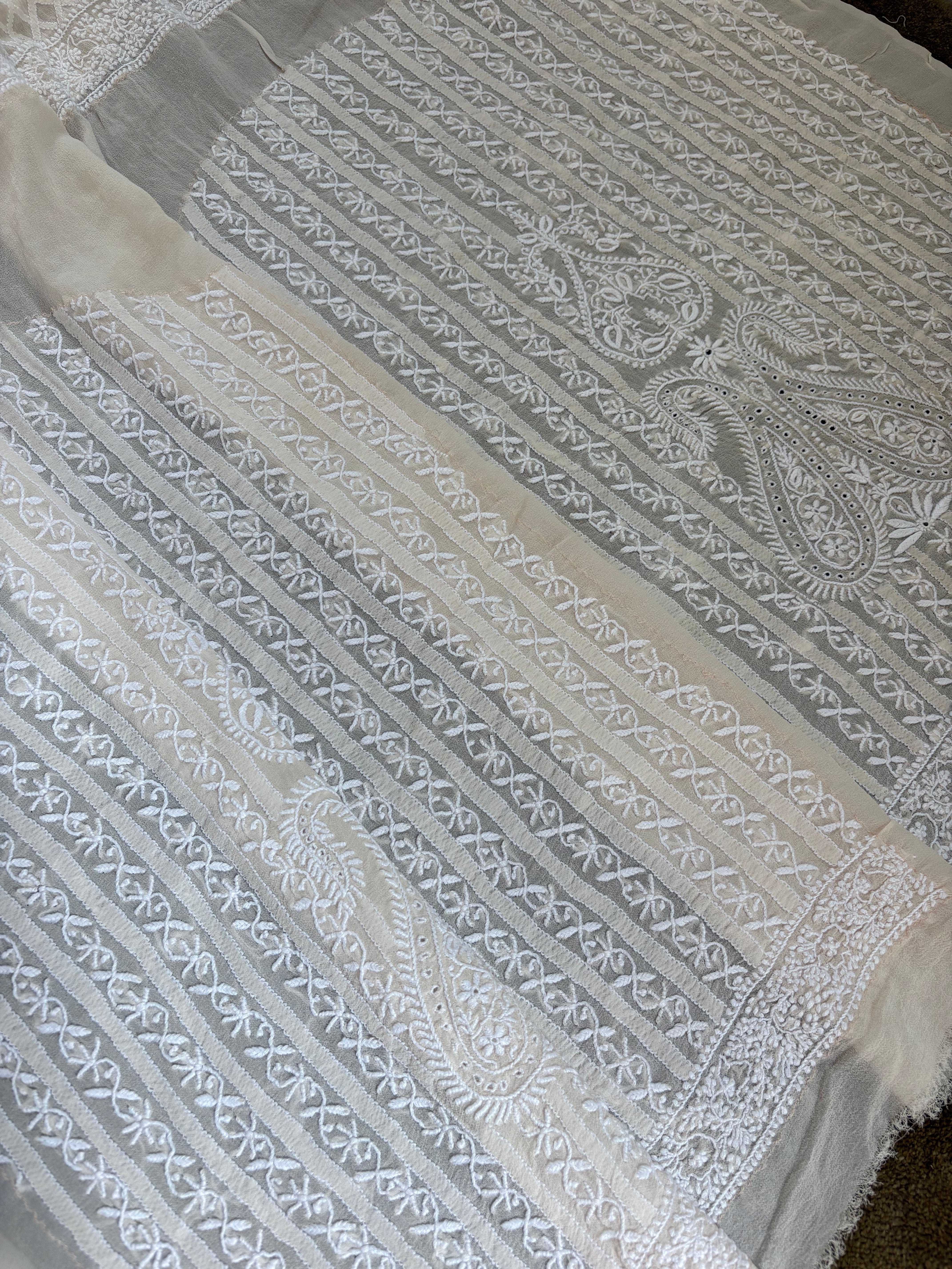 Beige Georgette Chikankari Sharara Set