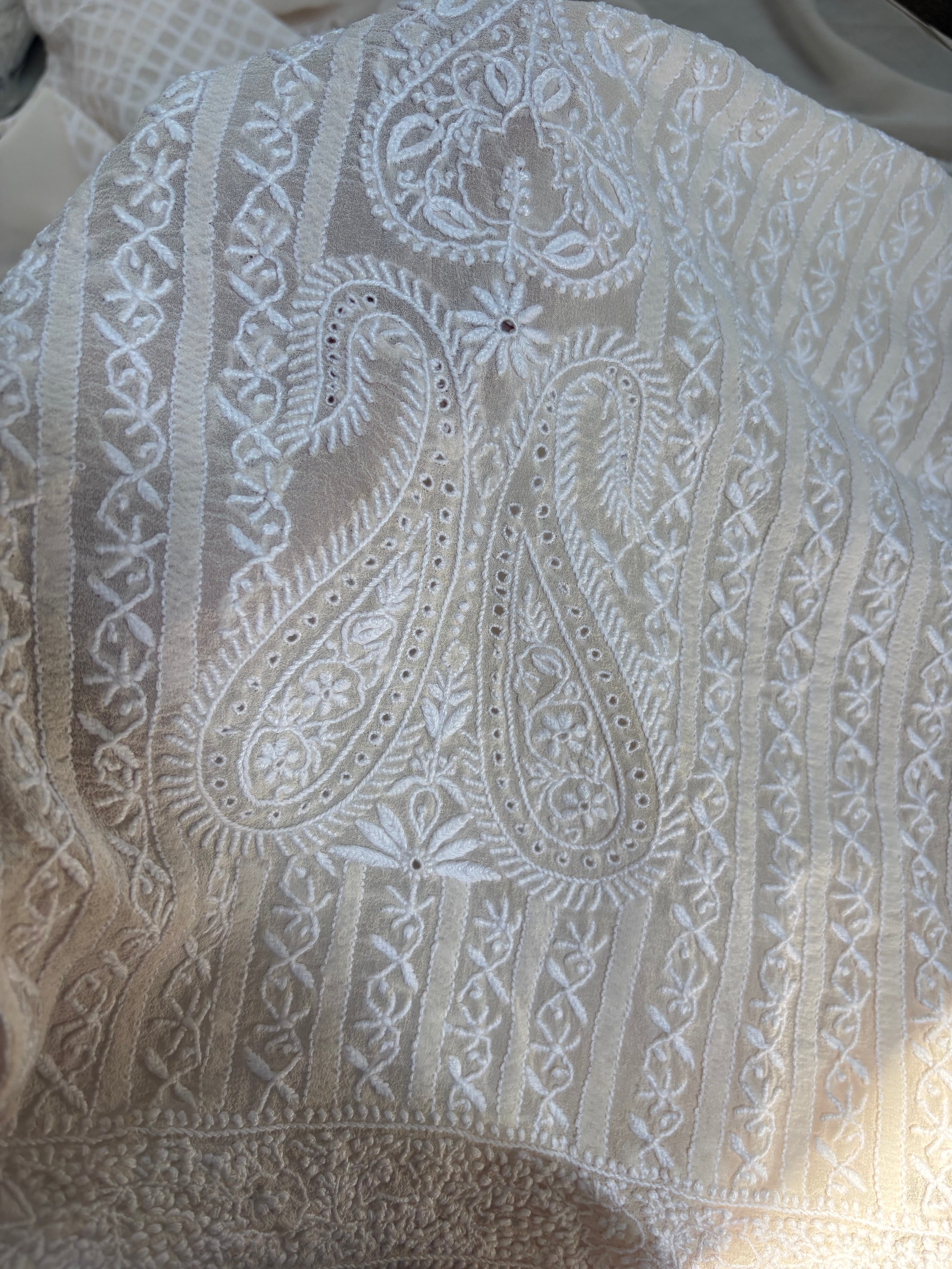 Beige Georgette Chikankari Sharara Set
