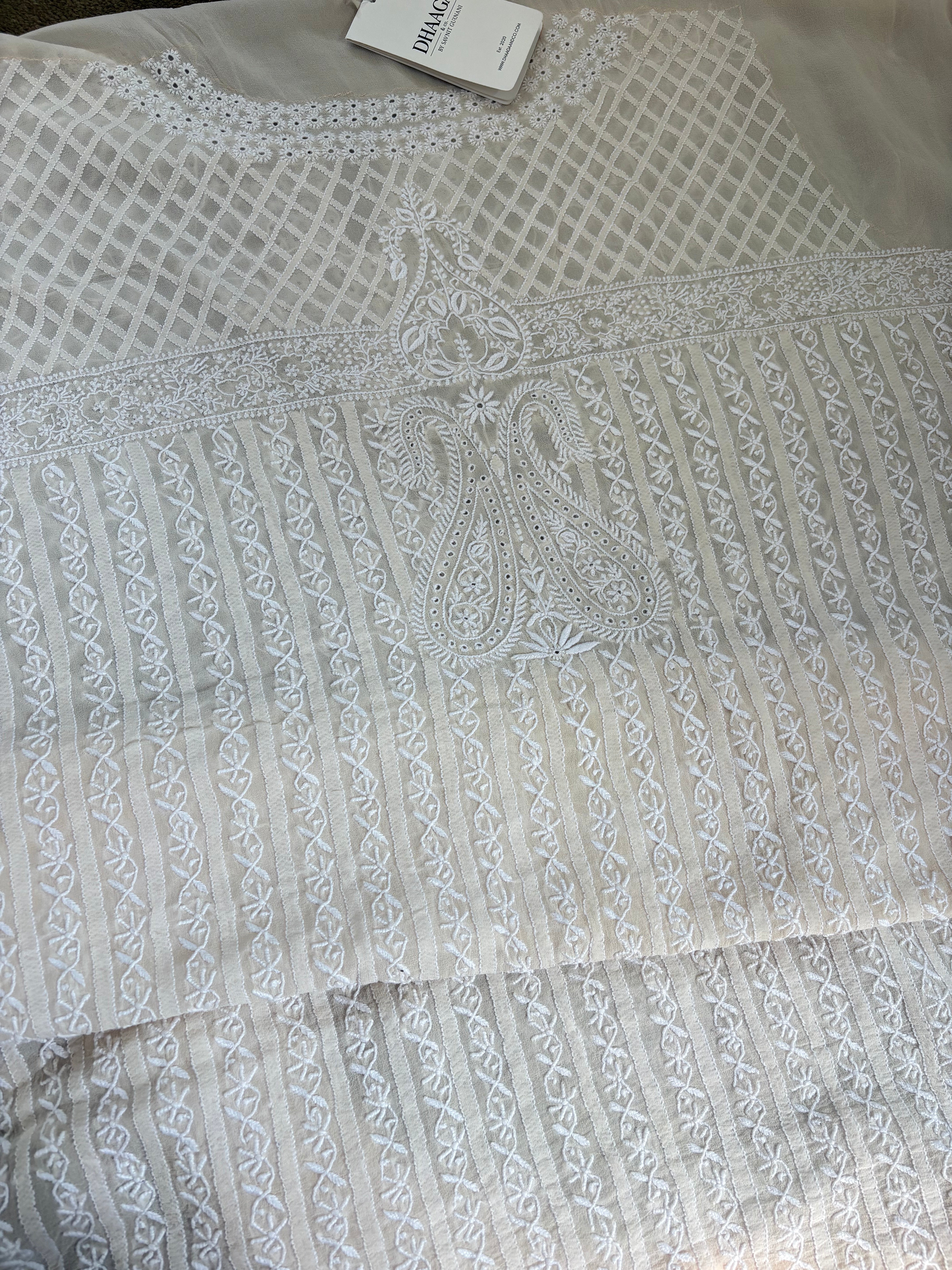 Beige Georgette Chikankari Sharara Set