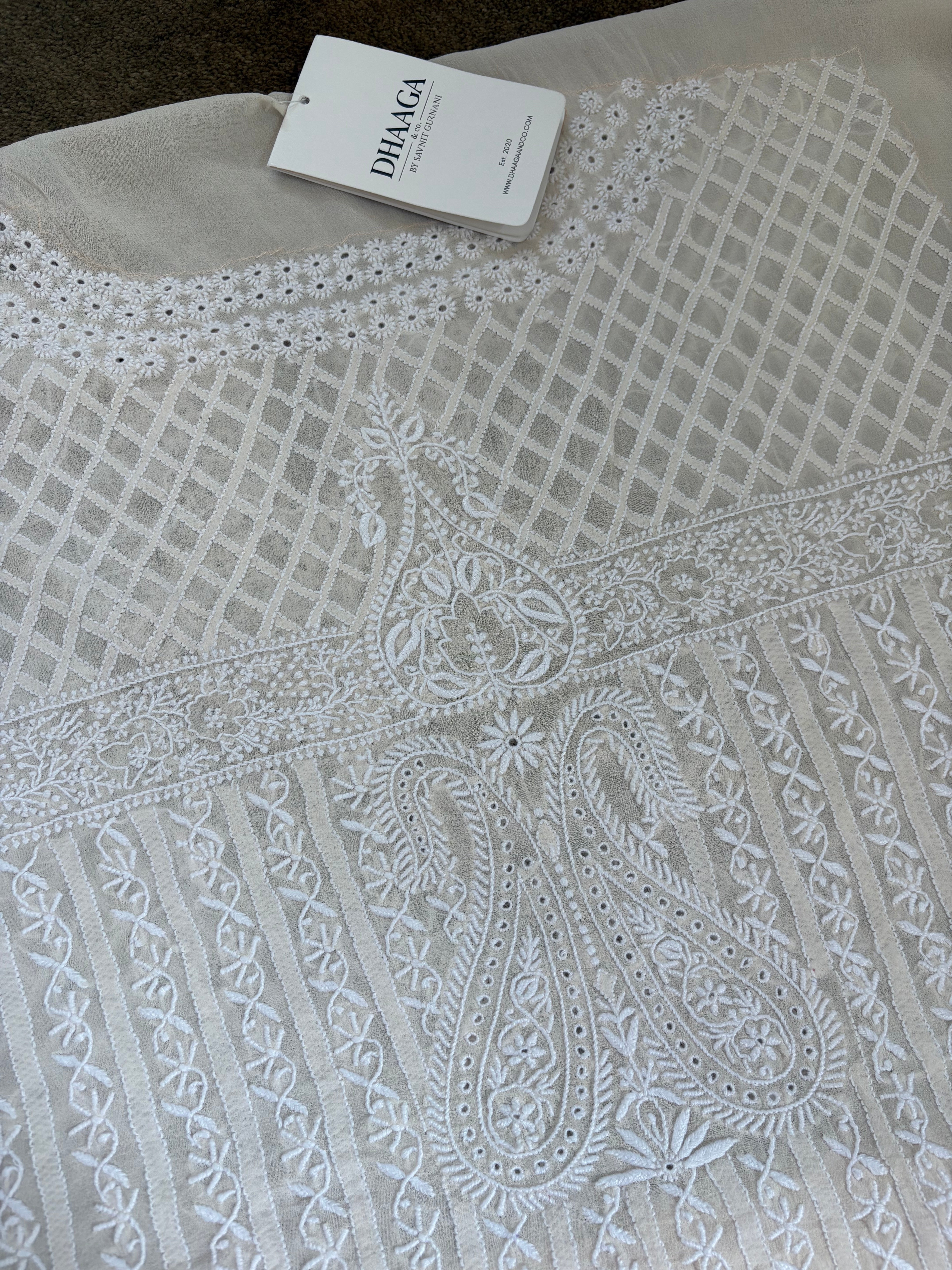 Beige Georgette Chikankari Sharara Set