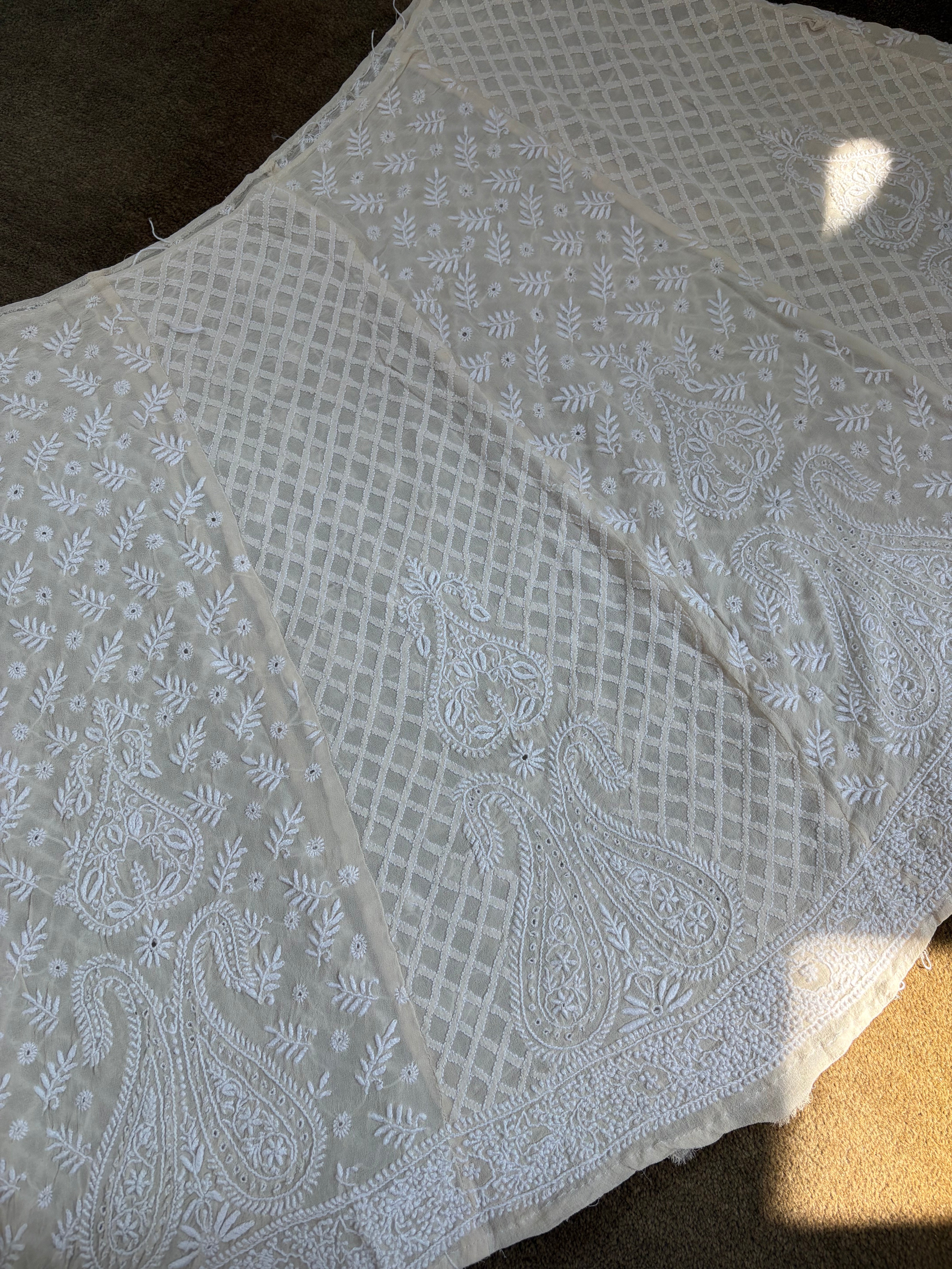 Beige Georgette Chikankari Sharara Set