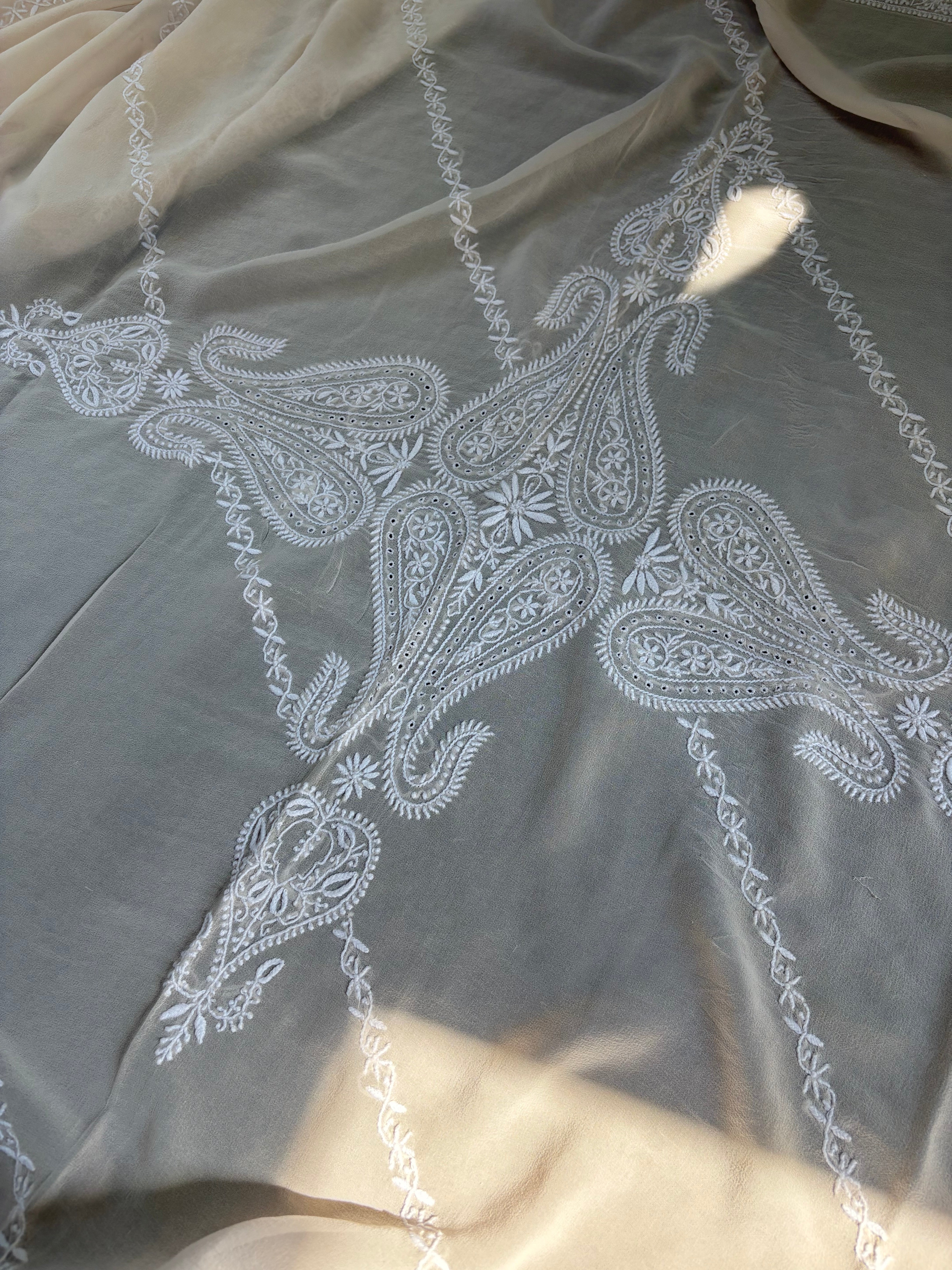 Beige Georgette Chikankari Sharara Set