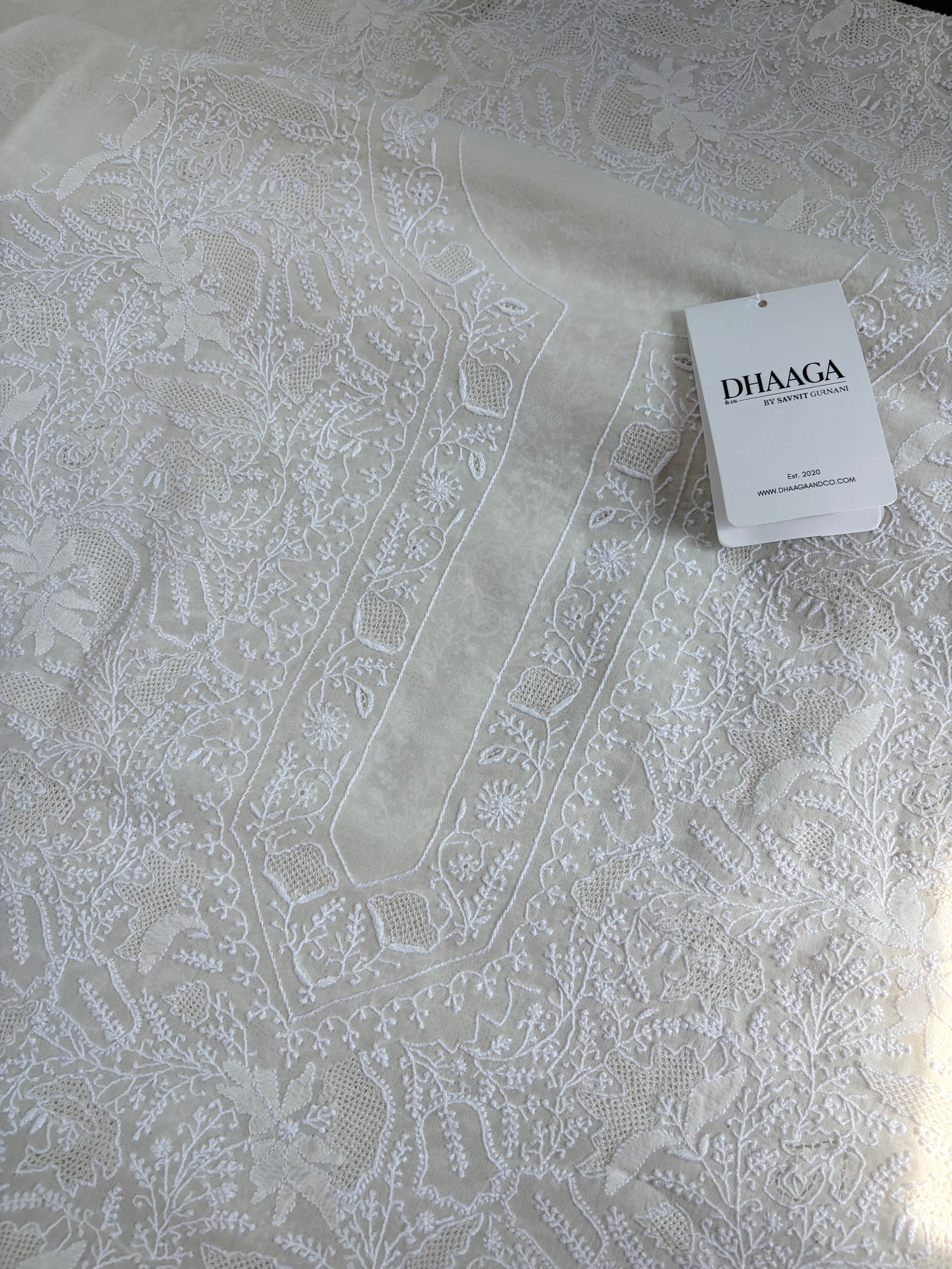 Ivory Georgette Chikankari Kurta Set