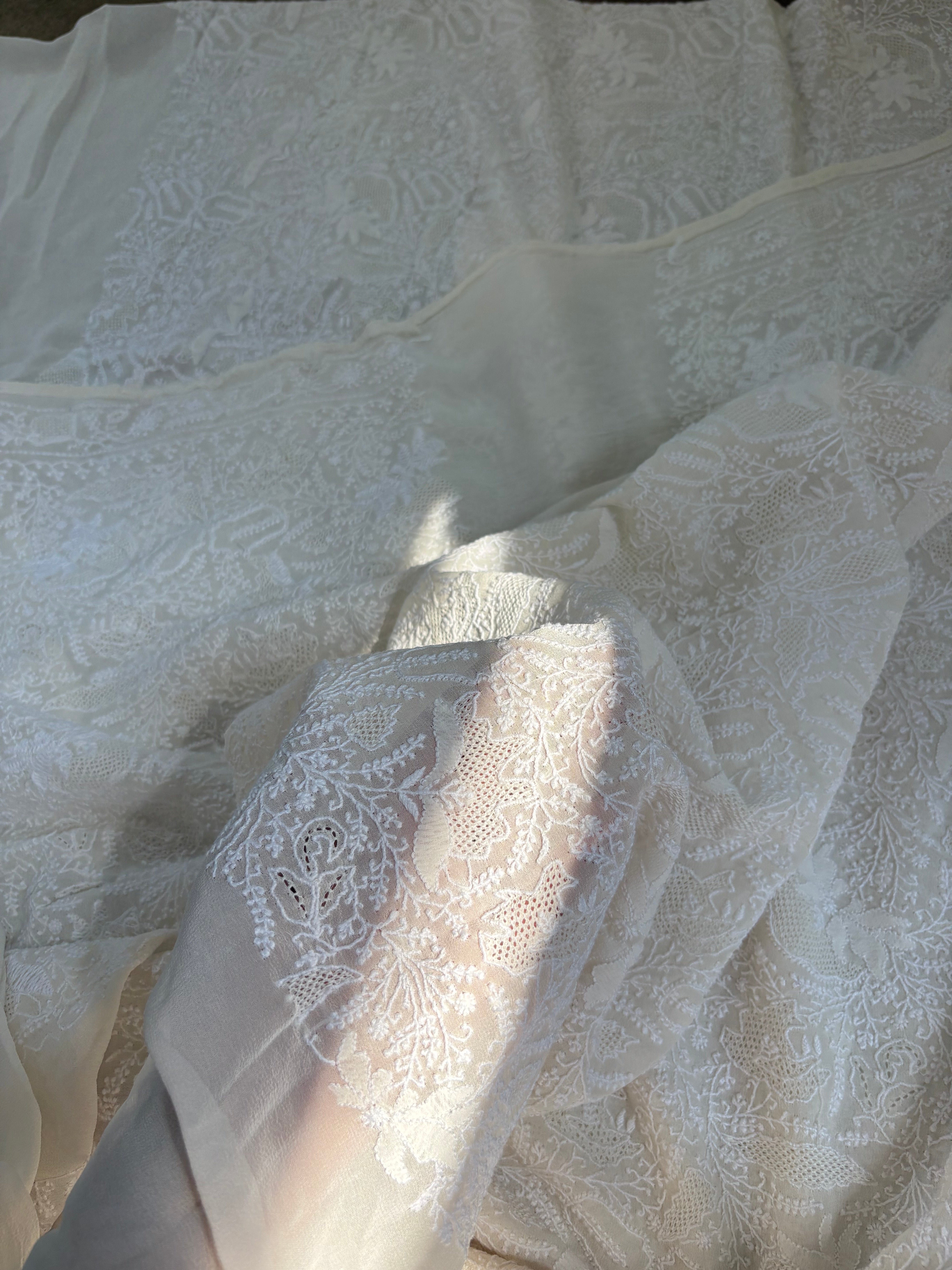 Ivory Georgette Chikankari Kurta Set