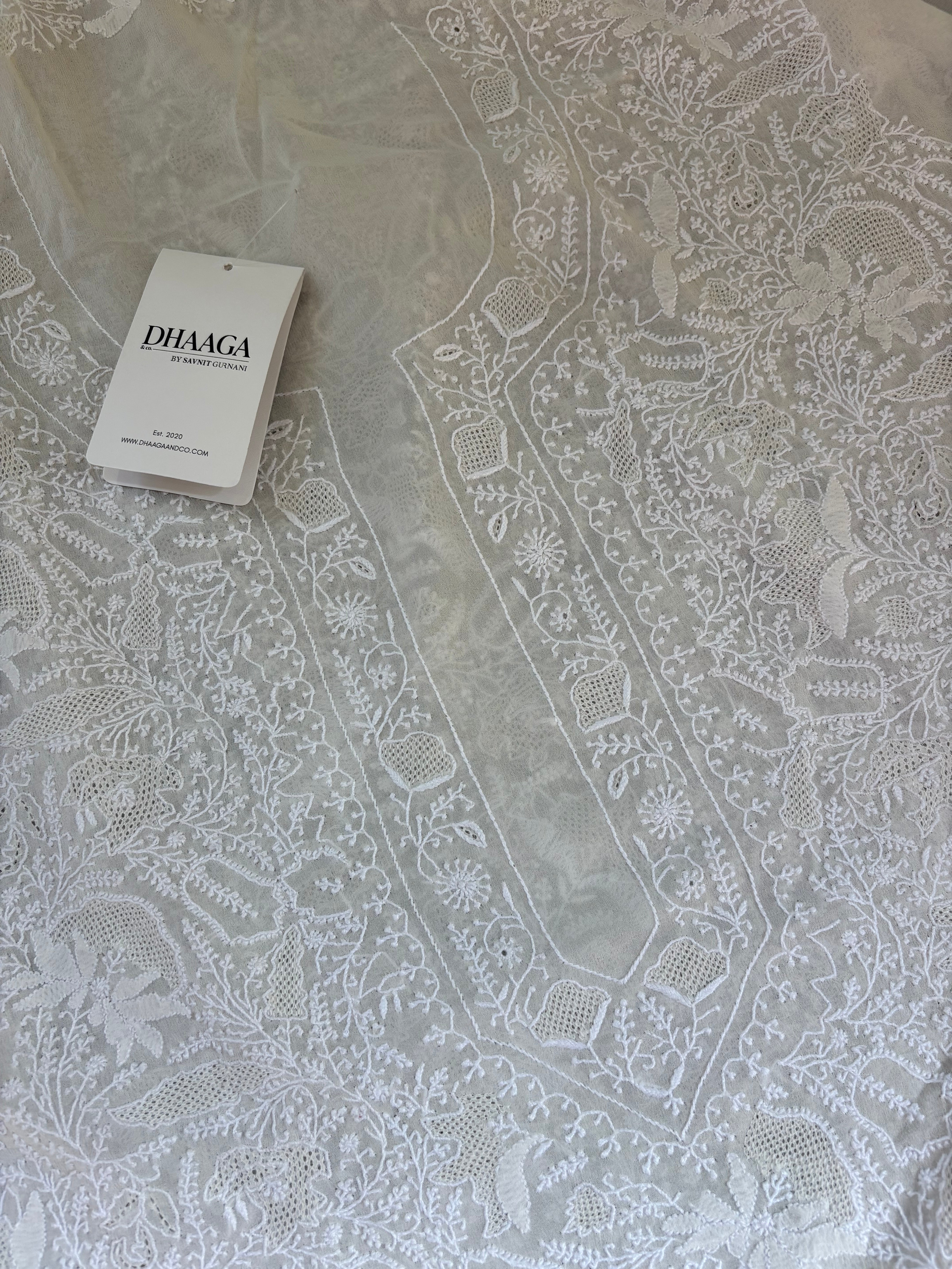 Ivory Georgette Chikankari Kurta Set