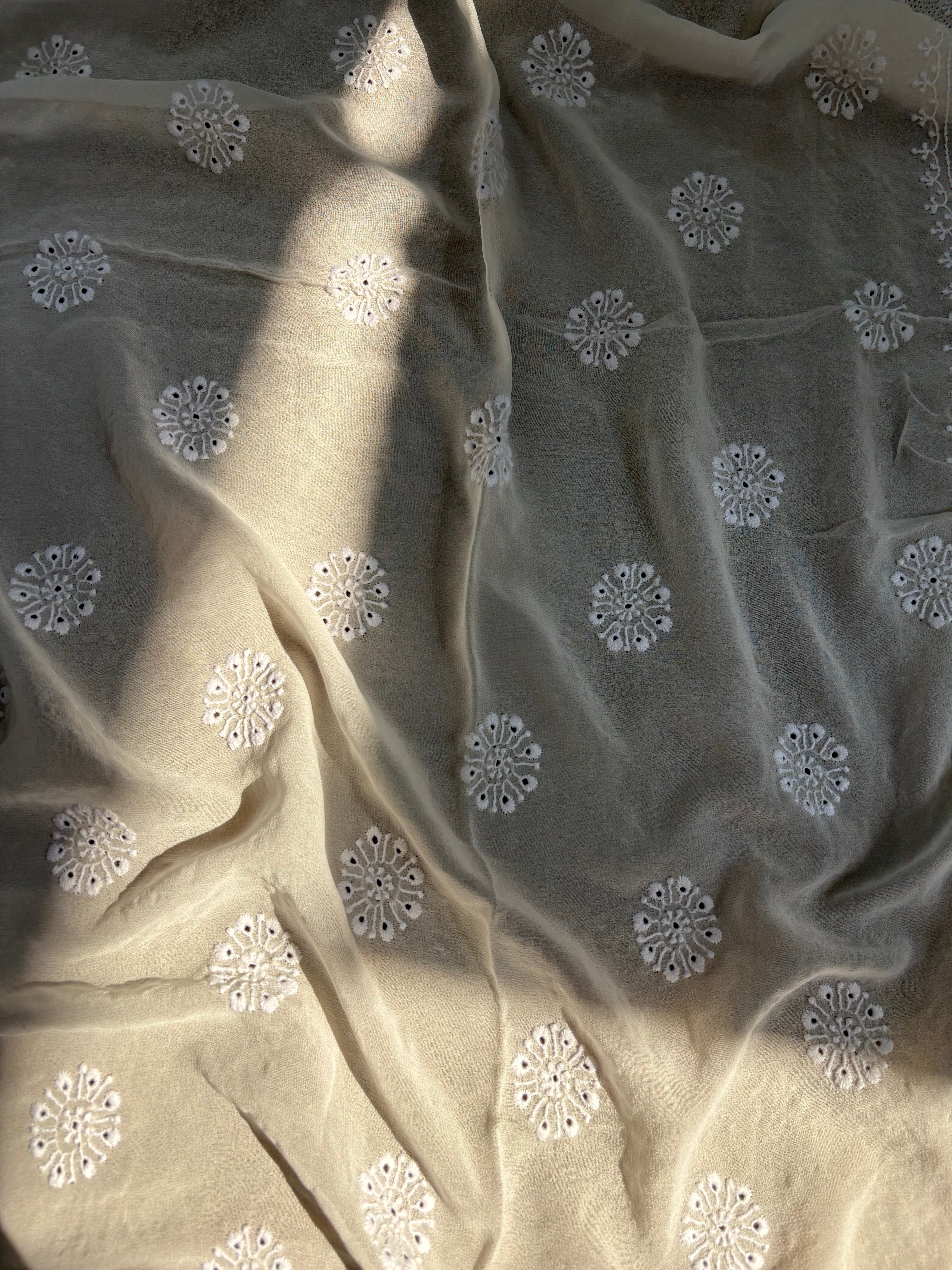 Ivory Georgette Chikankari Kurta Set