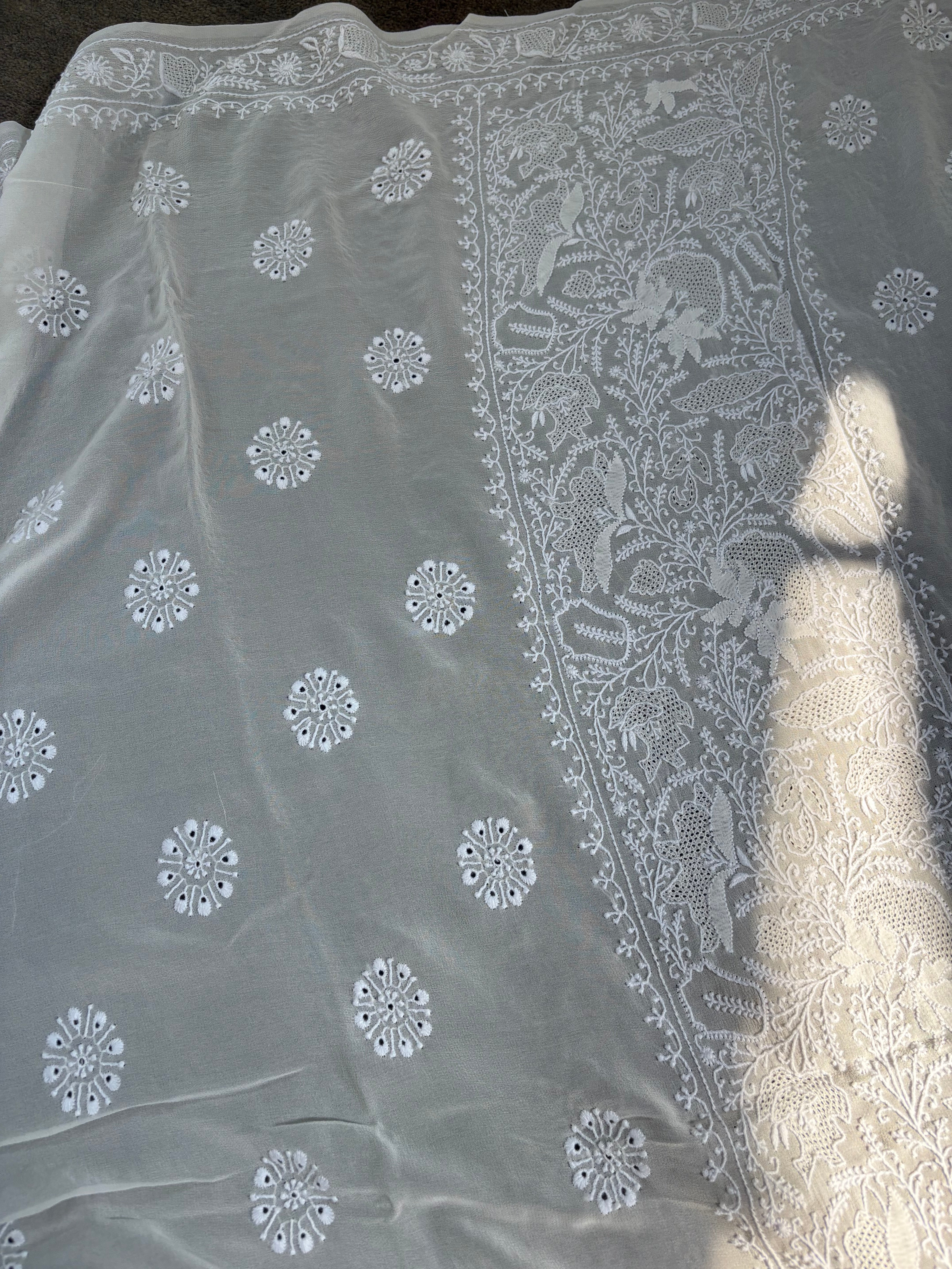 Ivory Georgette Chikankari Kurta Set