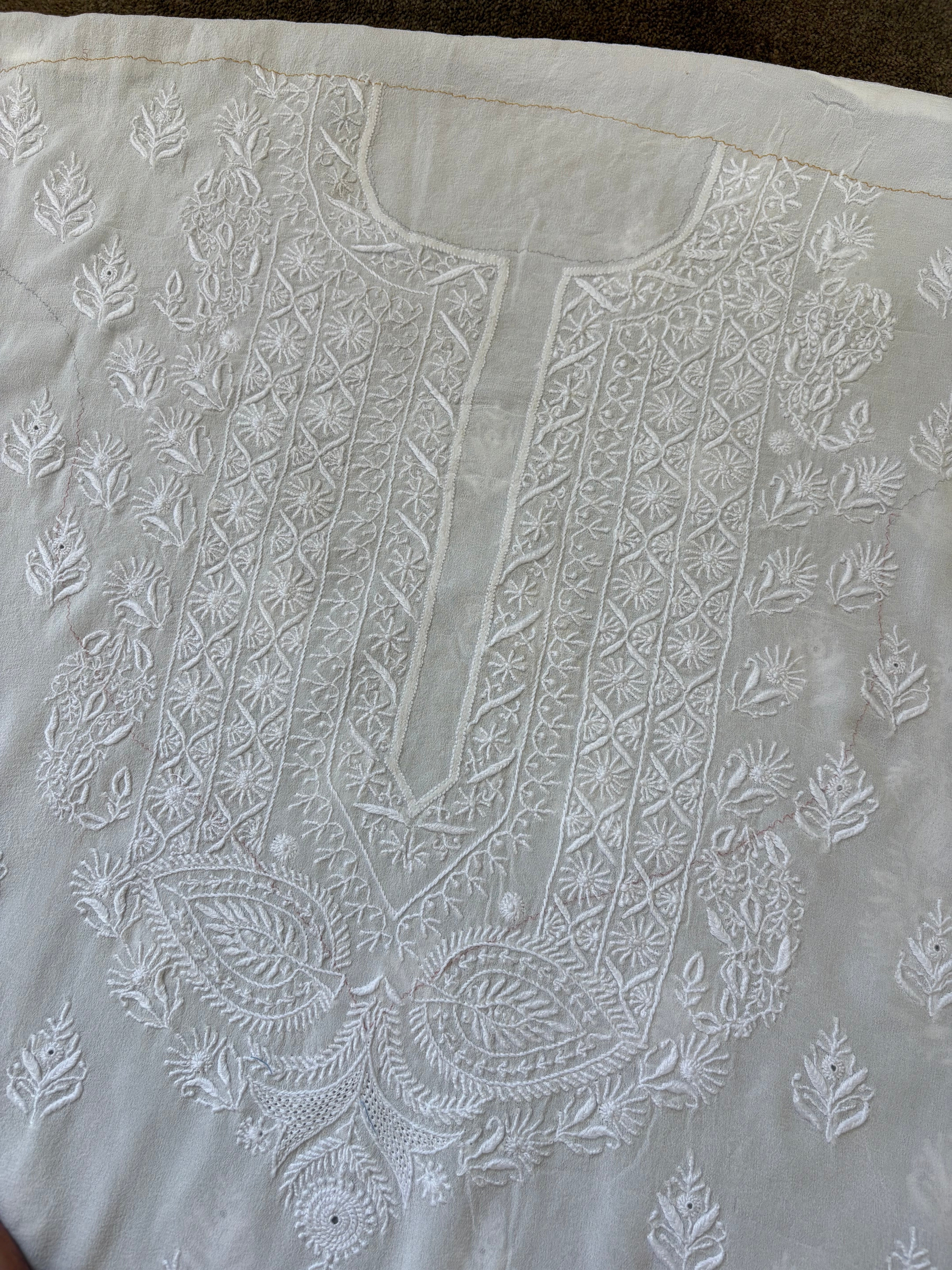 White Georgette Chikankari Kurta