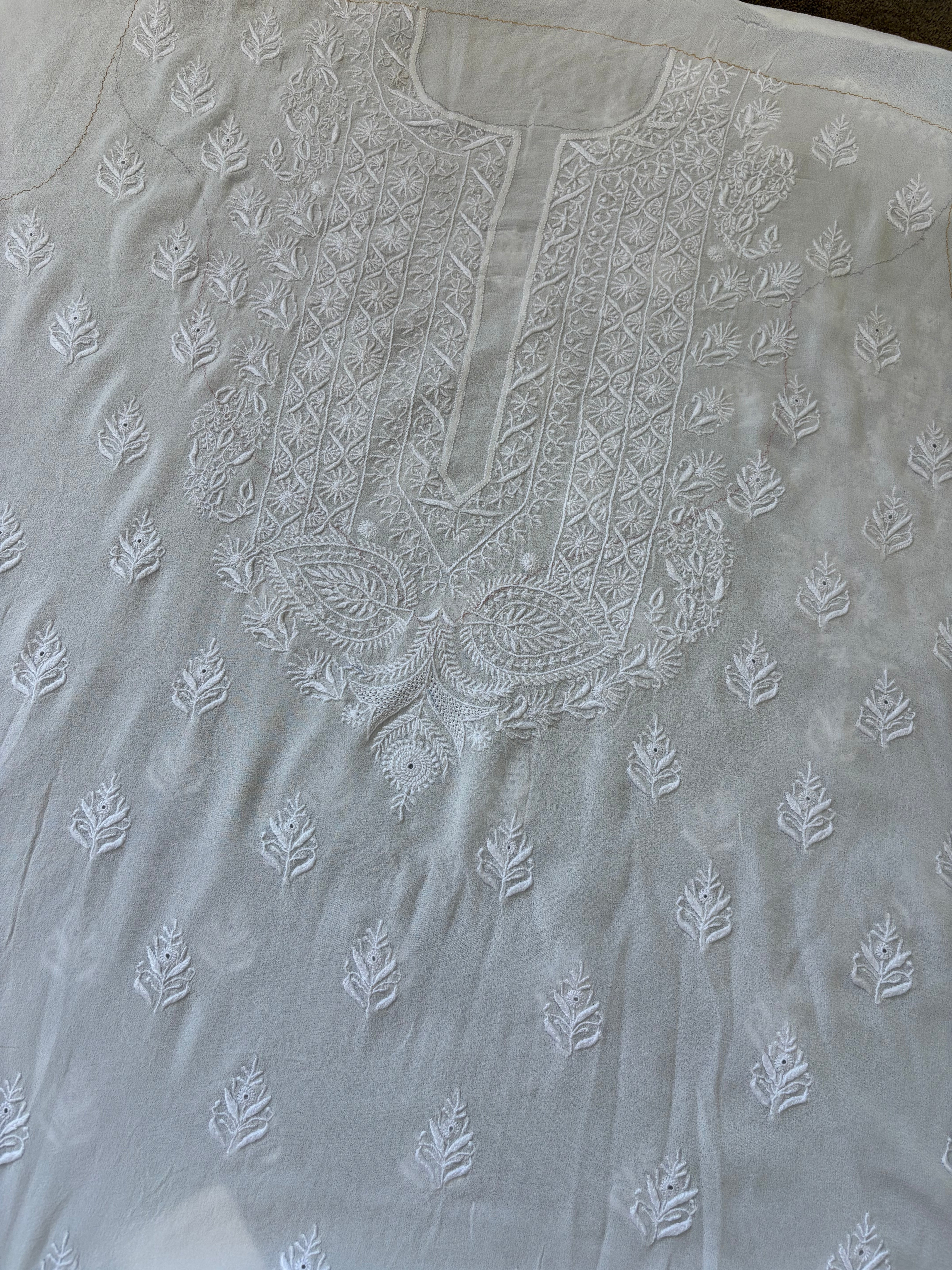 White Georgette Chikankari Kurta