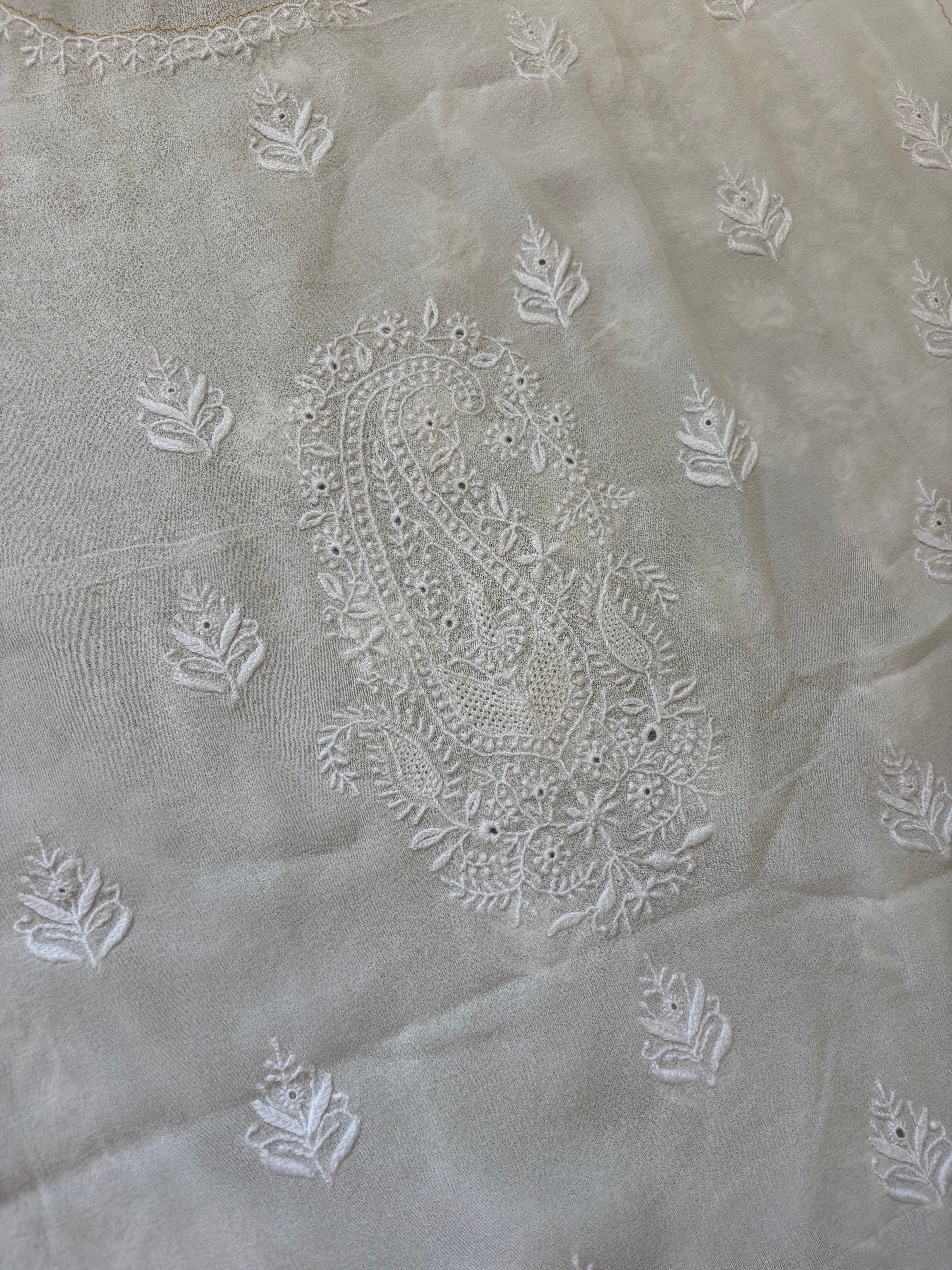 White Georgette Chikankari Kurta