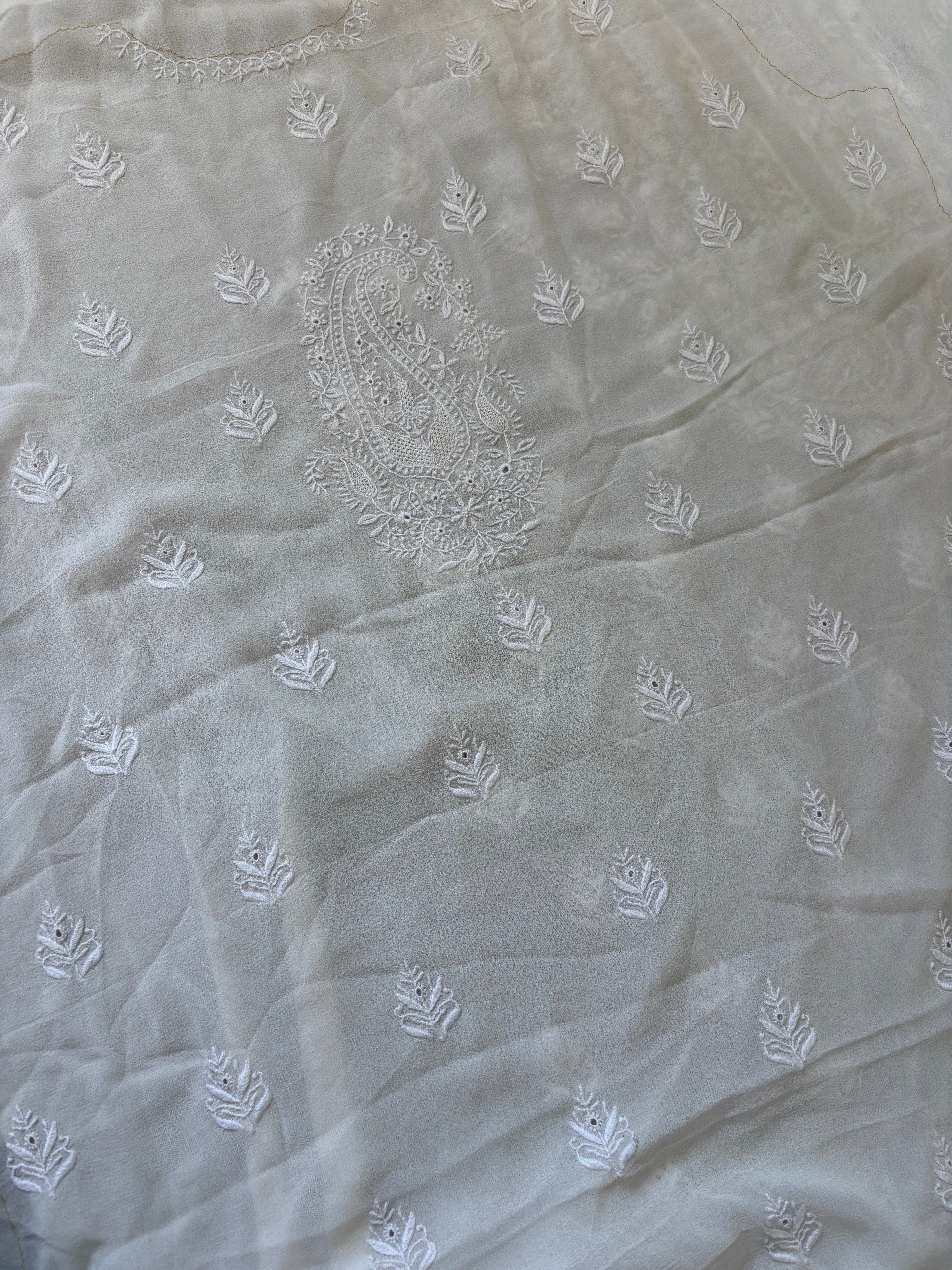 White Georgette Chikankari Kurta