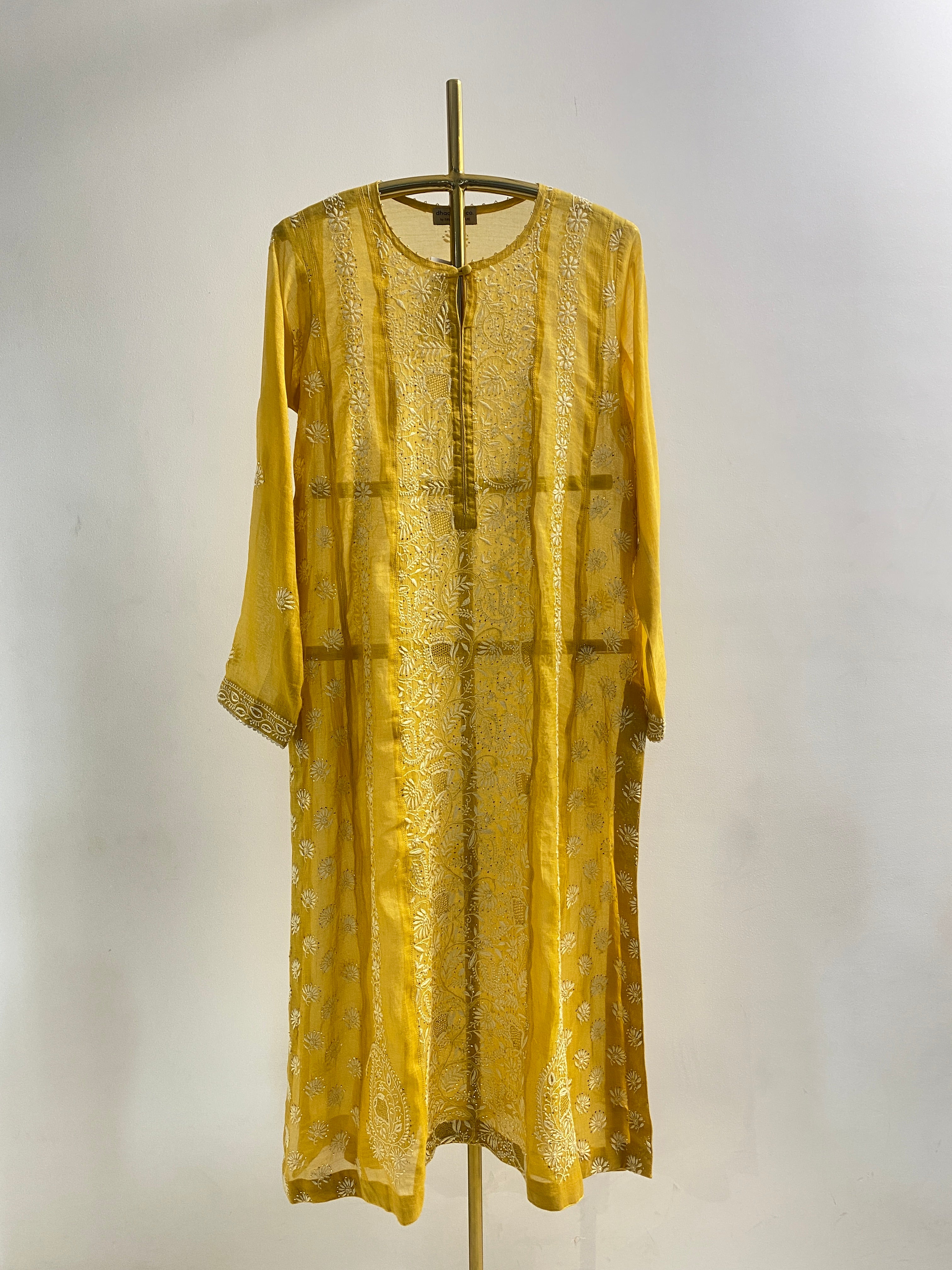 Yellow Tissue Kalidar Kurta Set