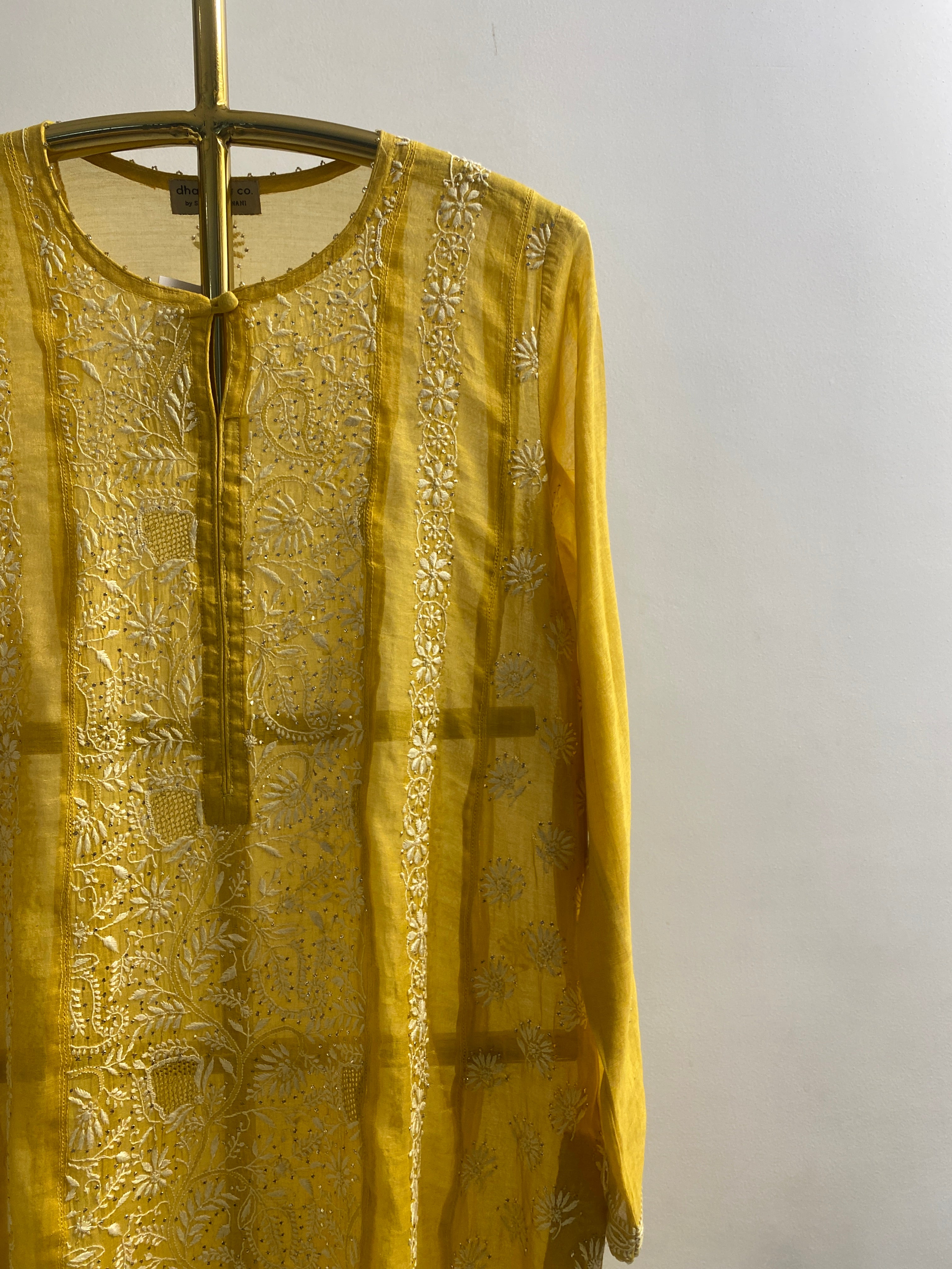 Yellow Tissue Kalidar Kurta Set