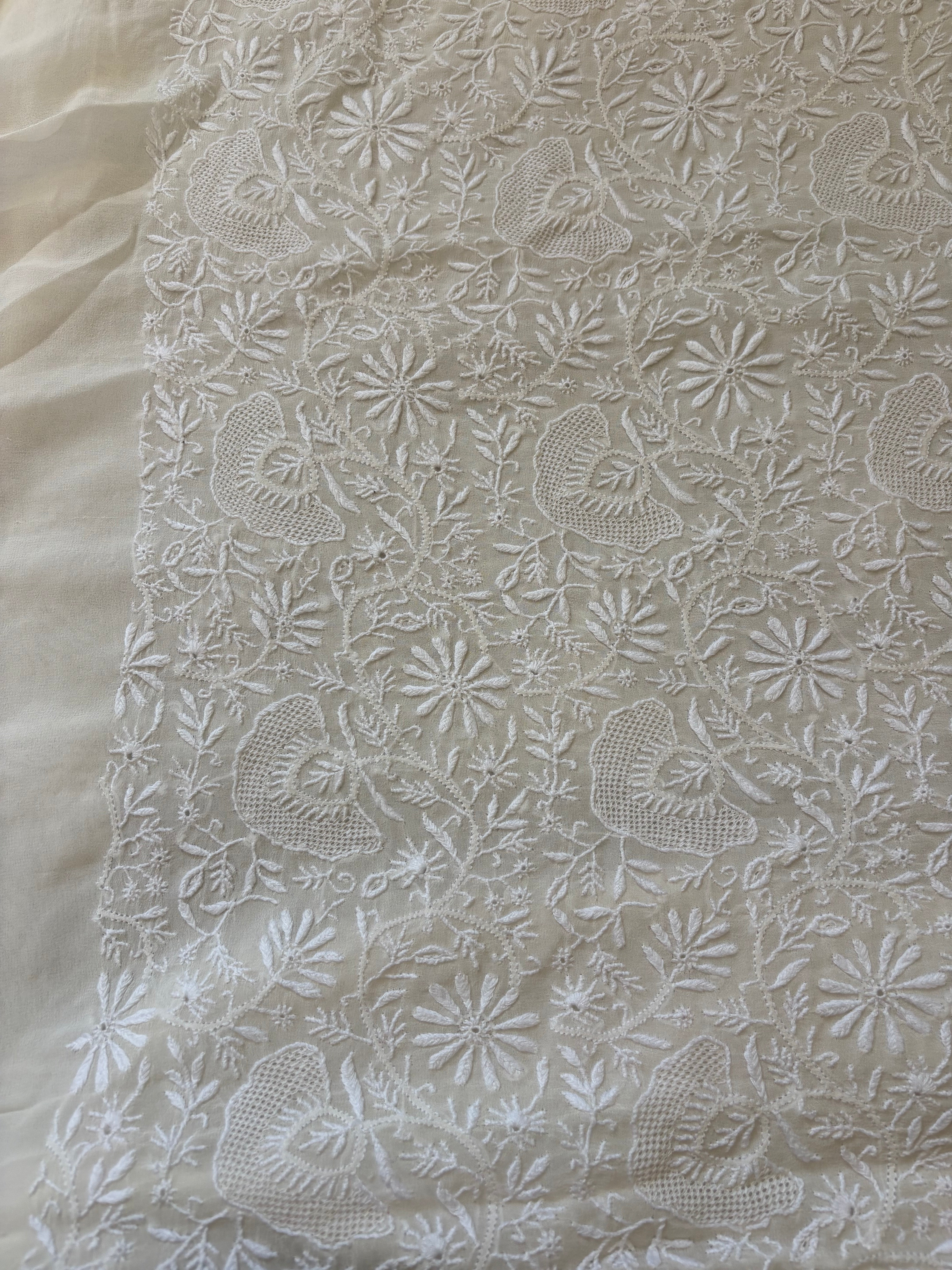 White Georgette Chikankari Kurta Set