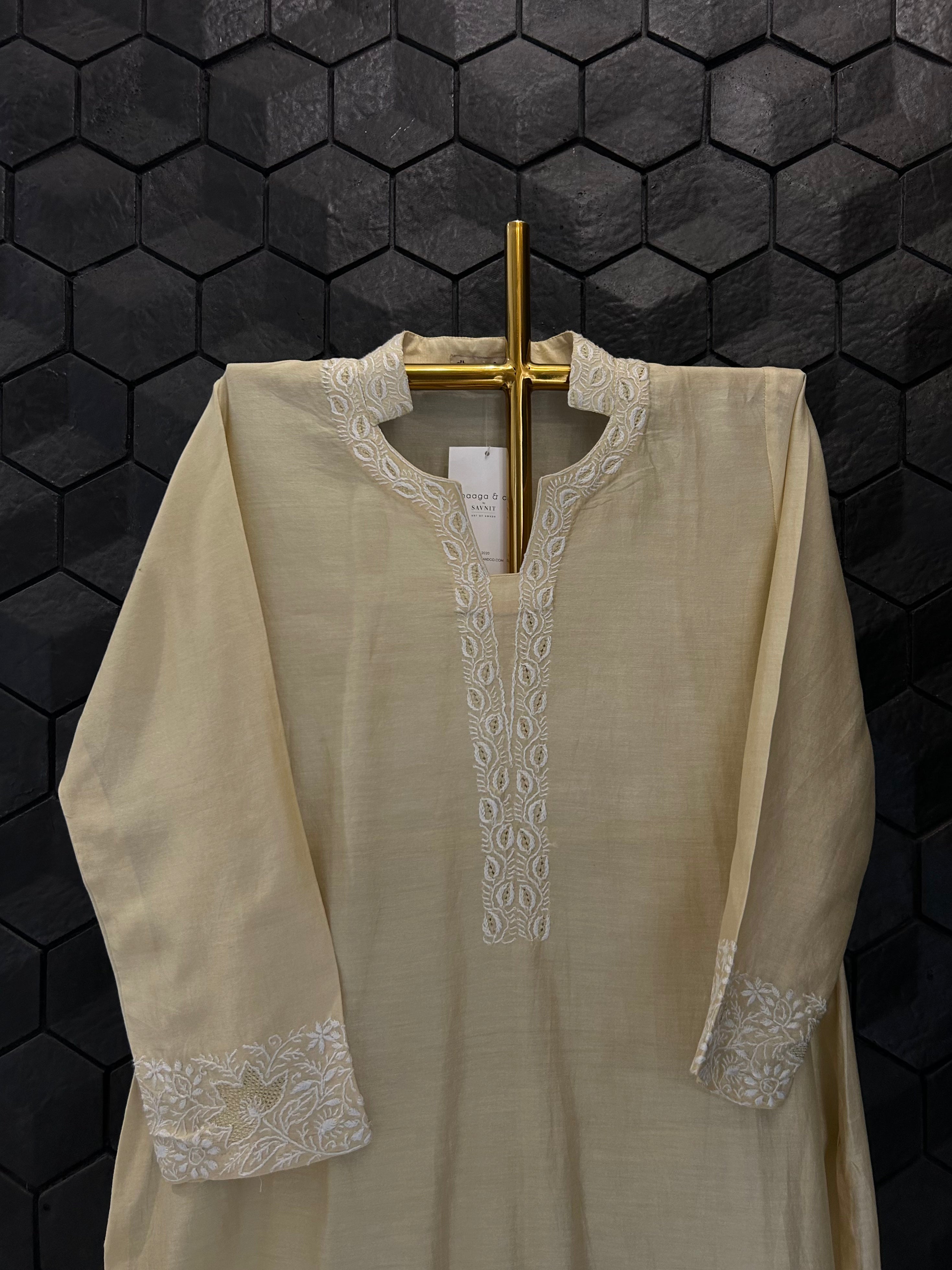 Gold Chanderi Chikankari Co-ord sets