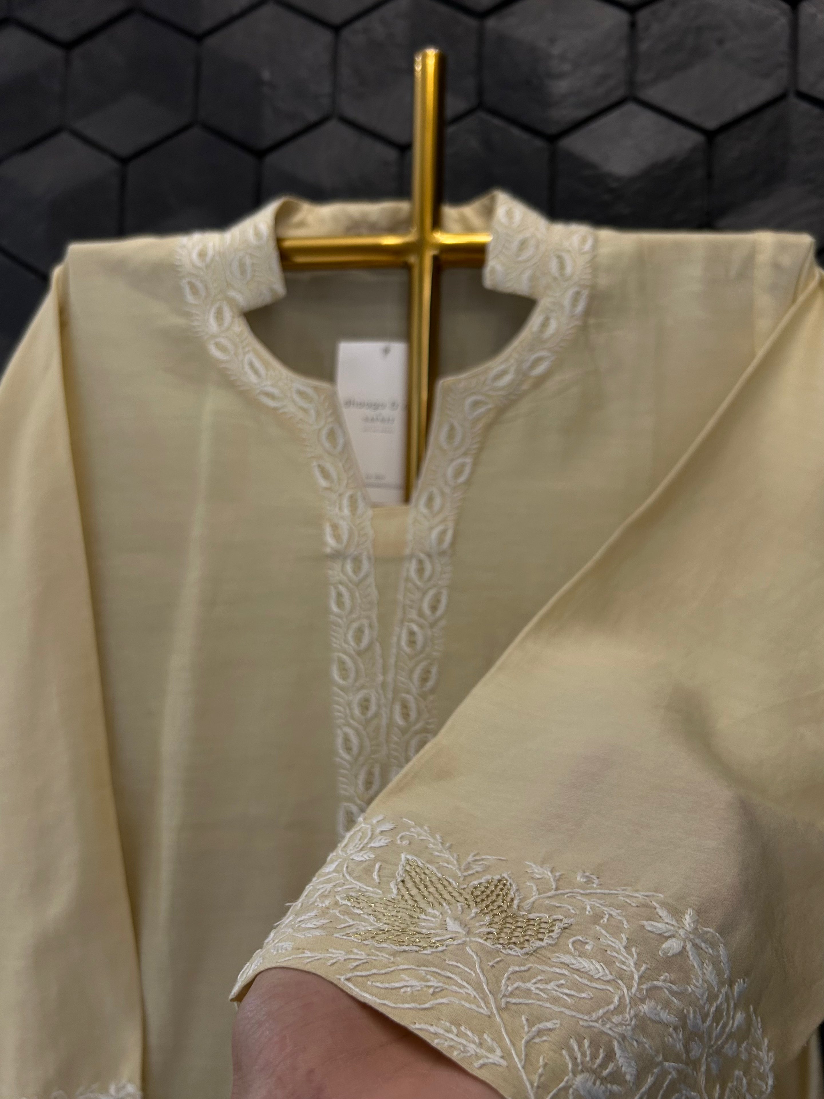 Gold Chanderi Chikankari Co-ord sets