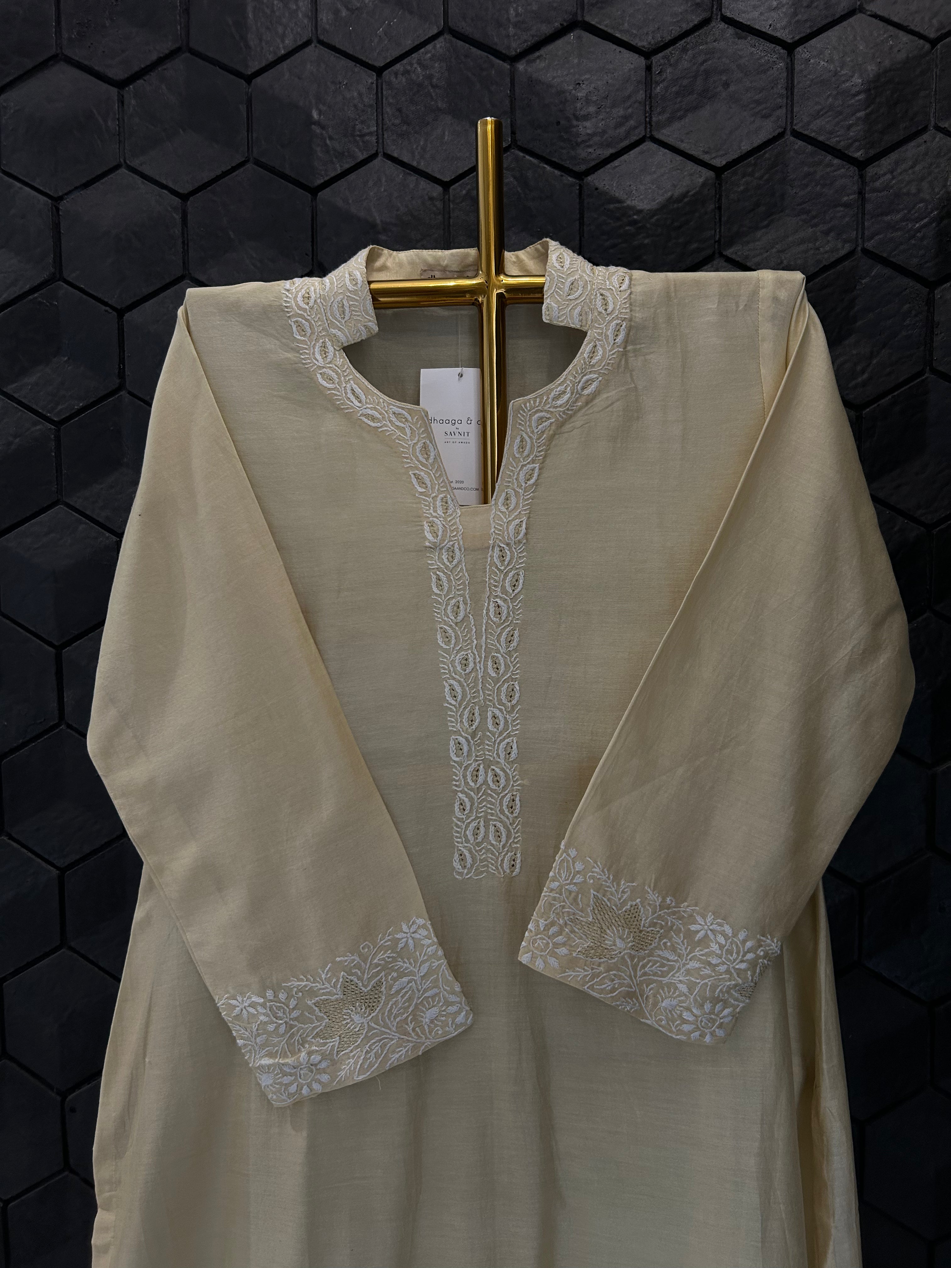 Gold Chanderi Chikankari Co-ord sets