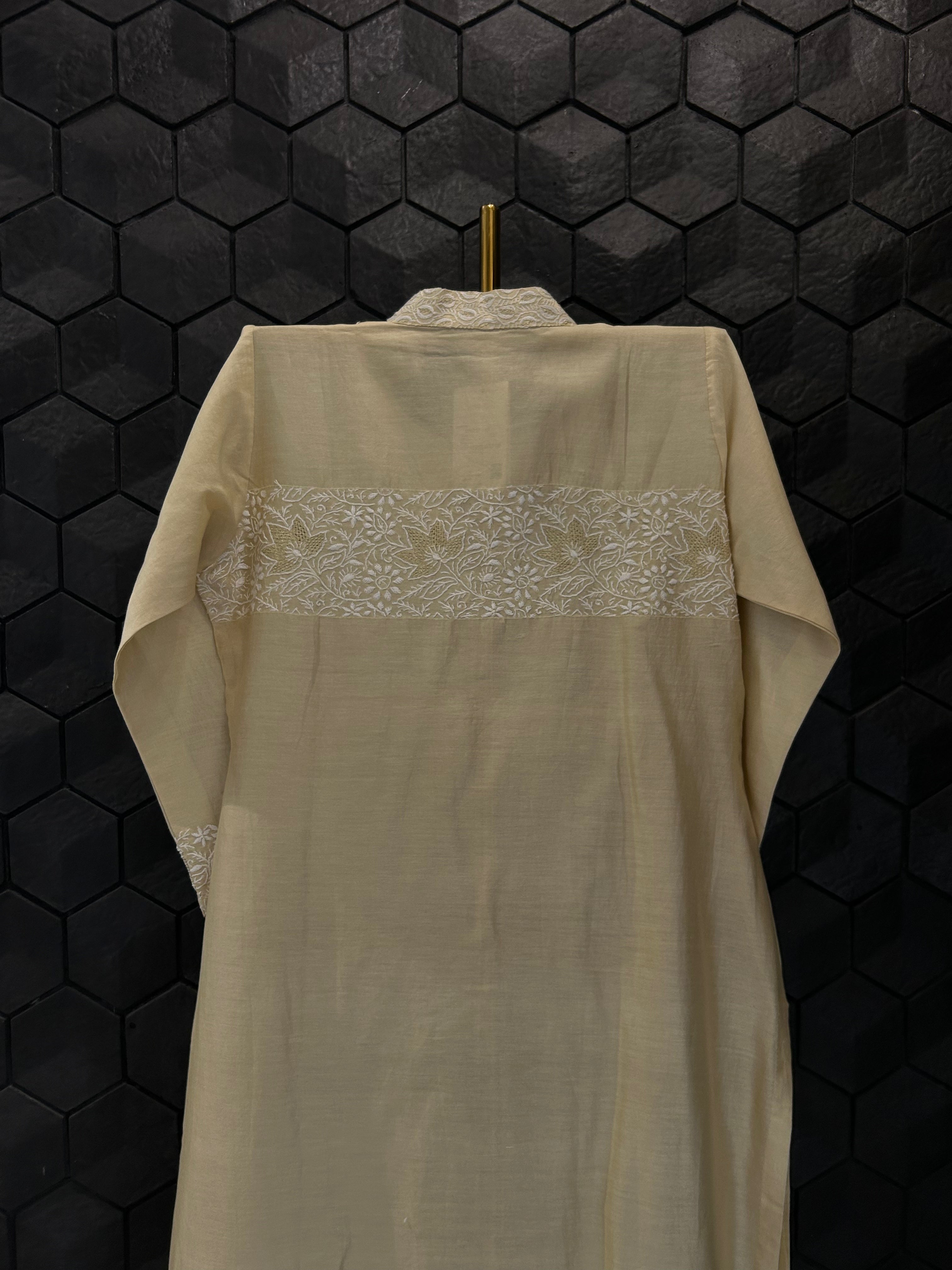 Gold Chanderi Chikankari Co-ord sets
