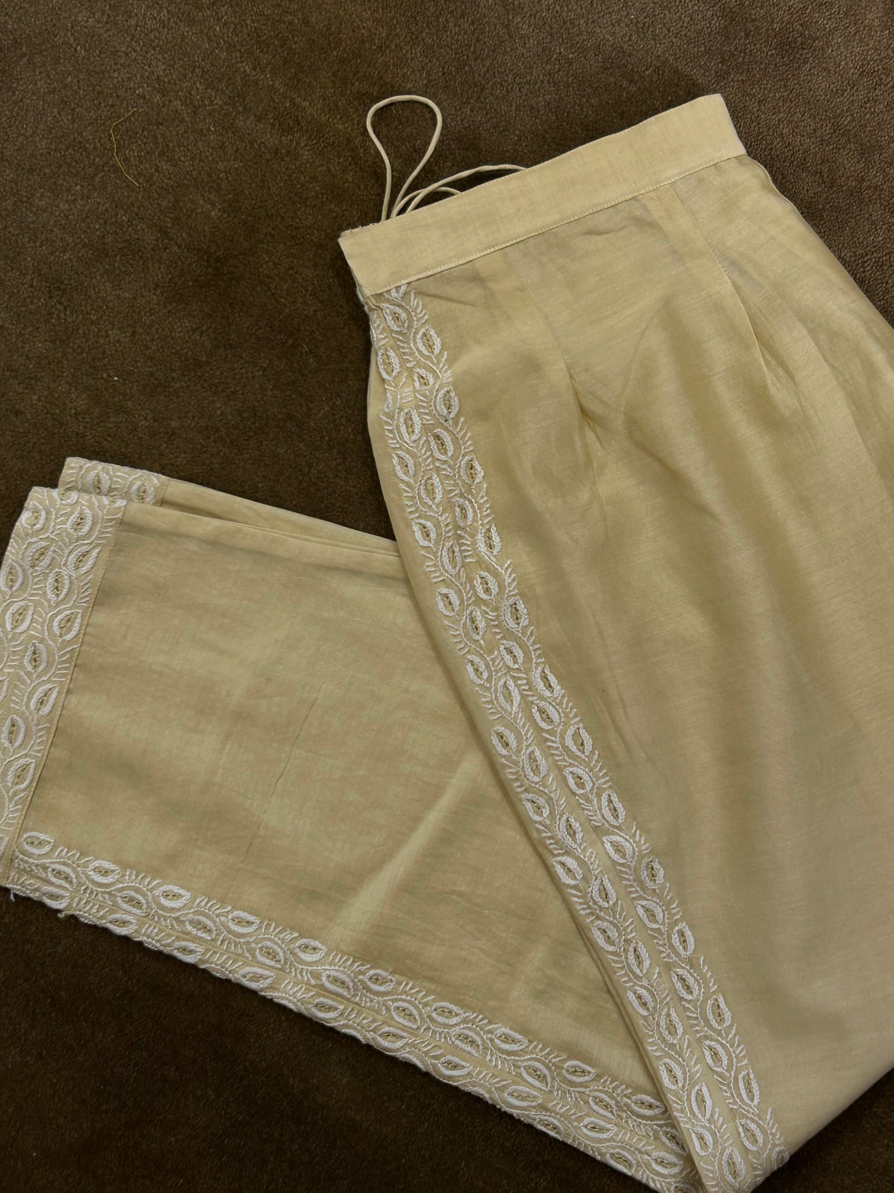 Gold Chanderi Chikankari Co-ord sets