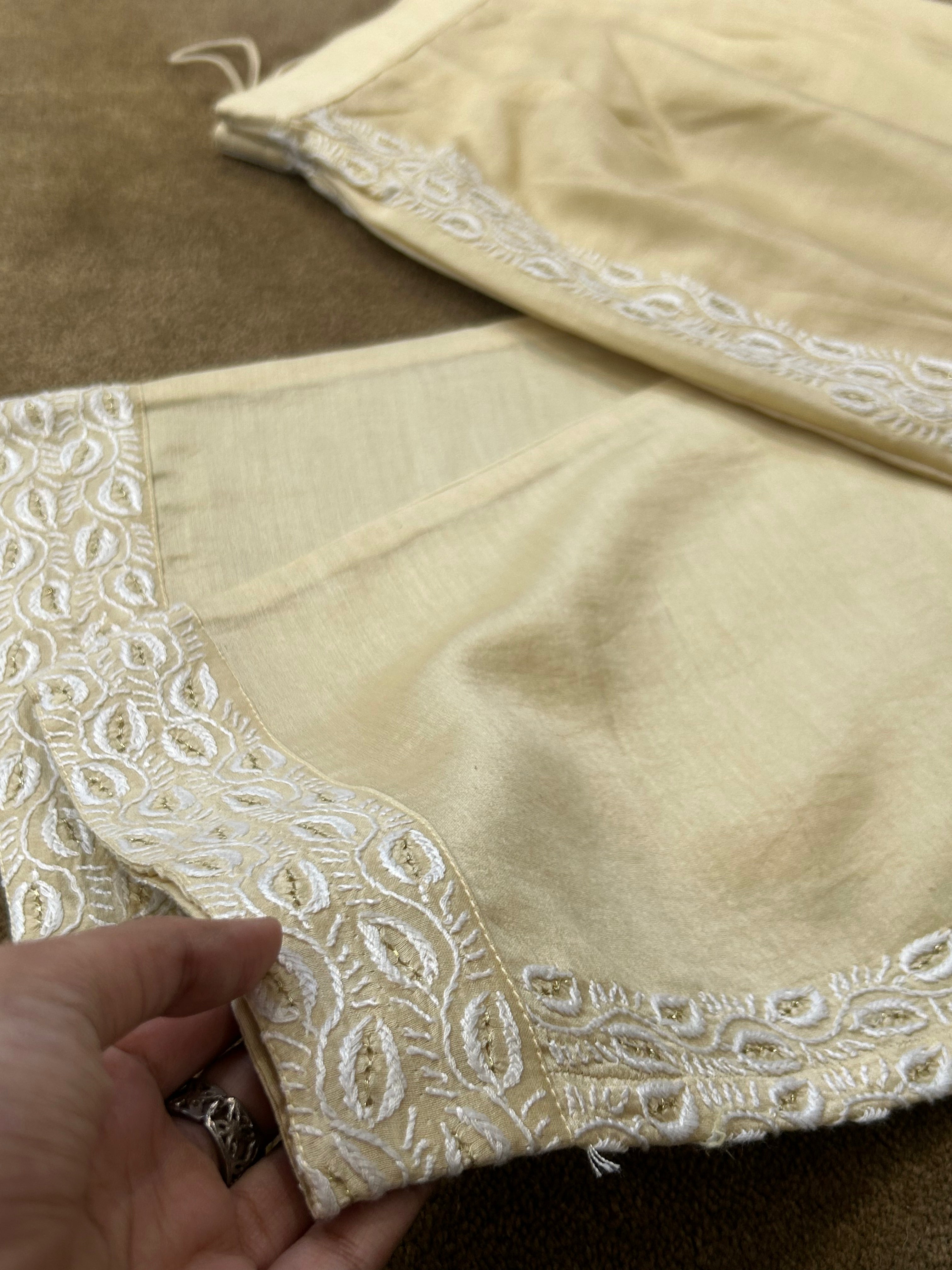 Gold Chanderi Chikankari Co-ord sets