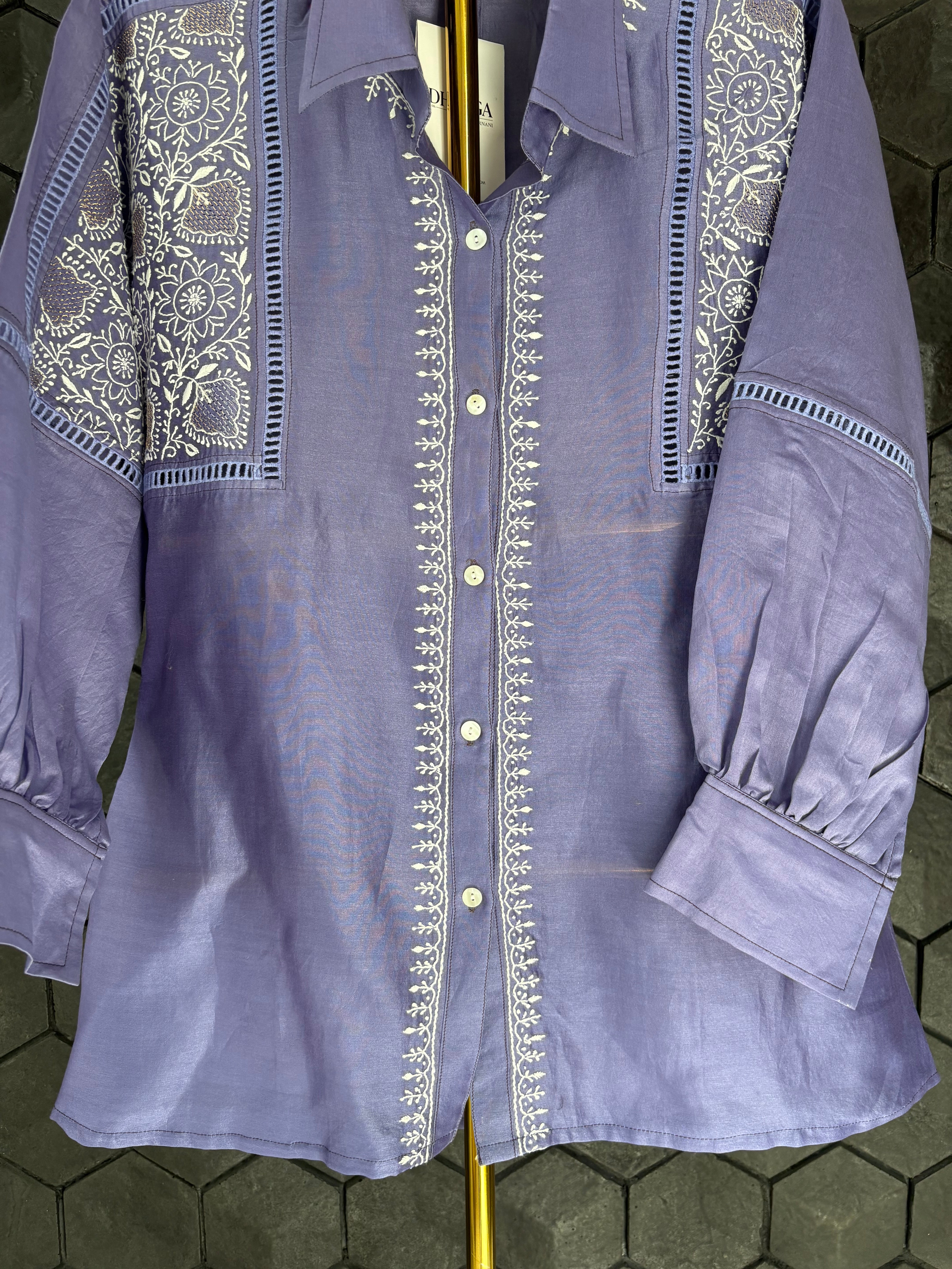 Purple Chikankari Chanderi Shirt