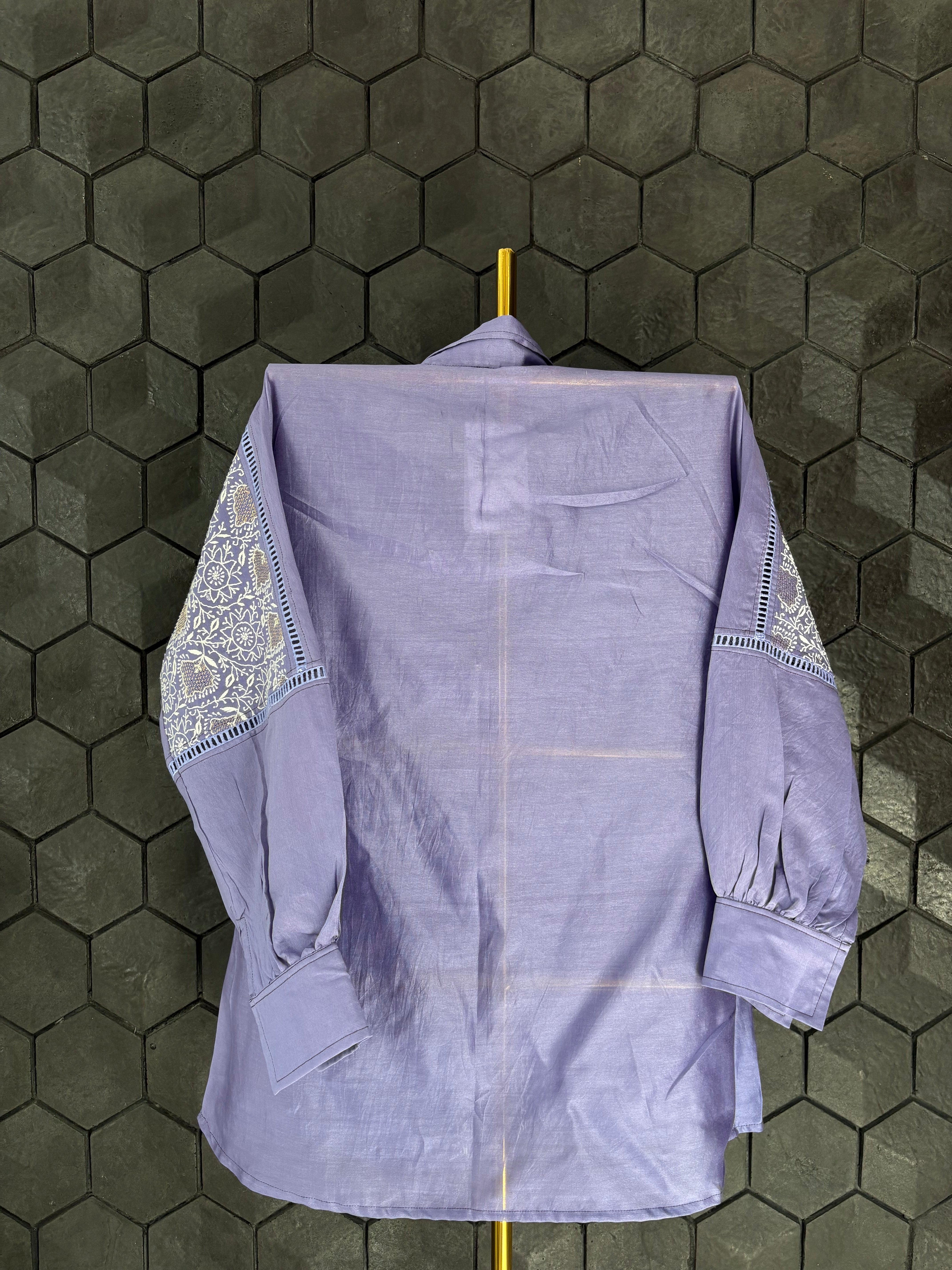 Purple Chikankari Chanderi Shirt