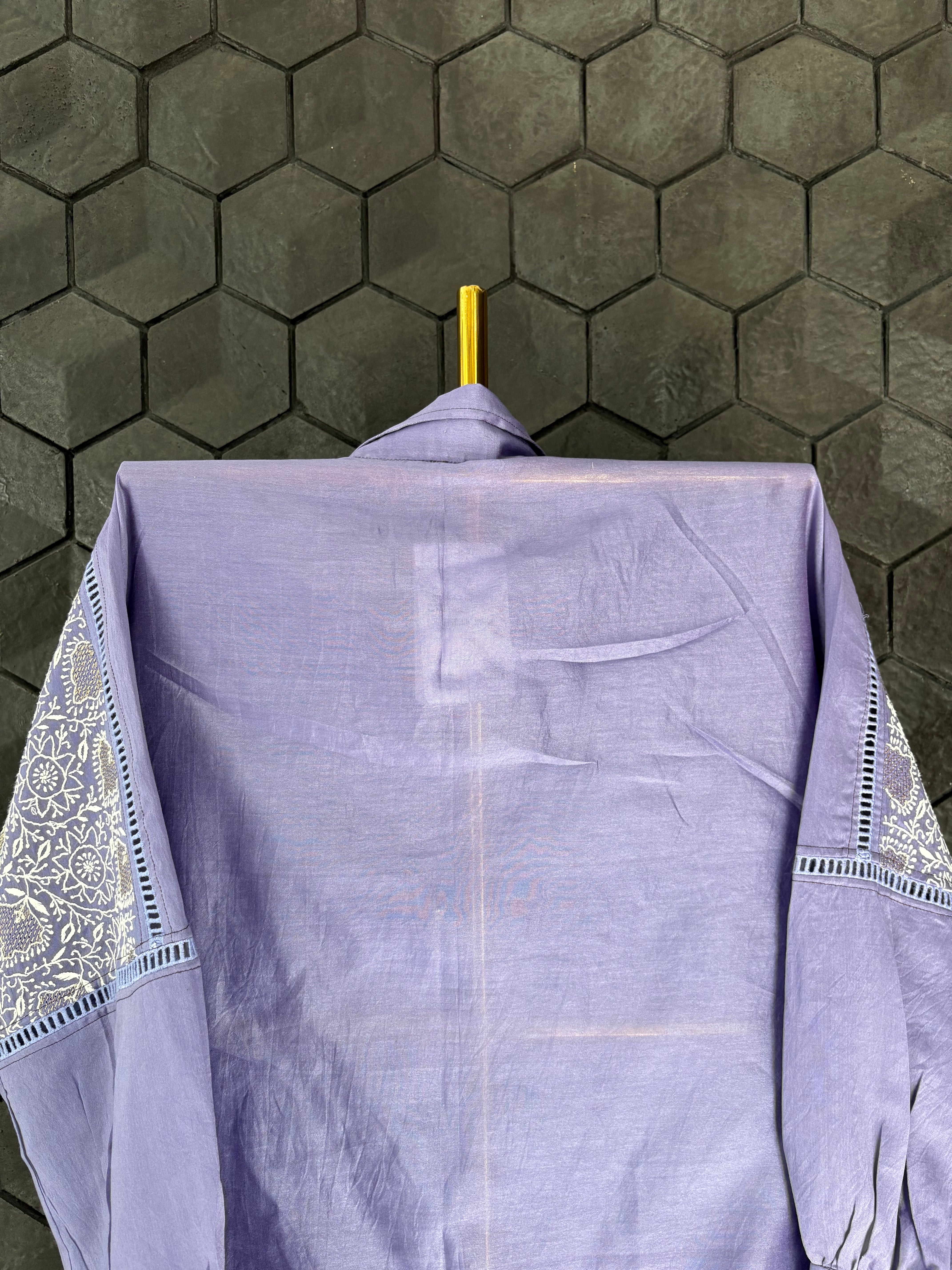 Purple Chikankari Chanderi Shirt