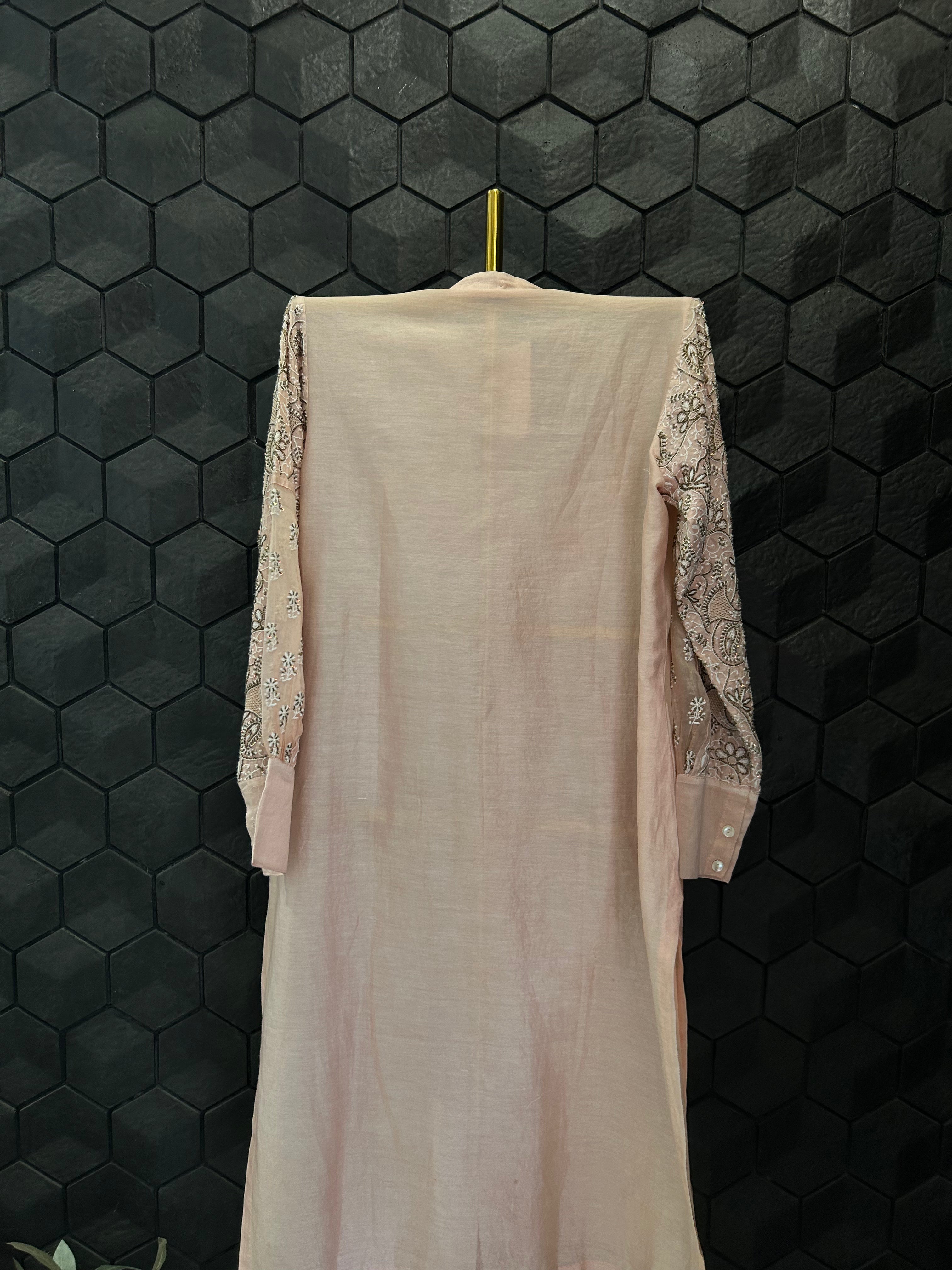 Pink Organza Patch KurtaStyle Shirt