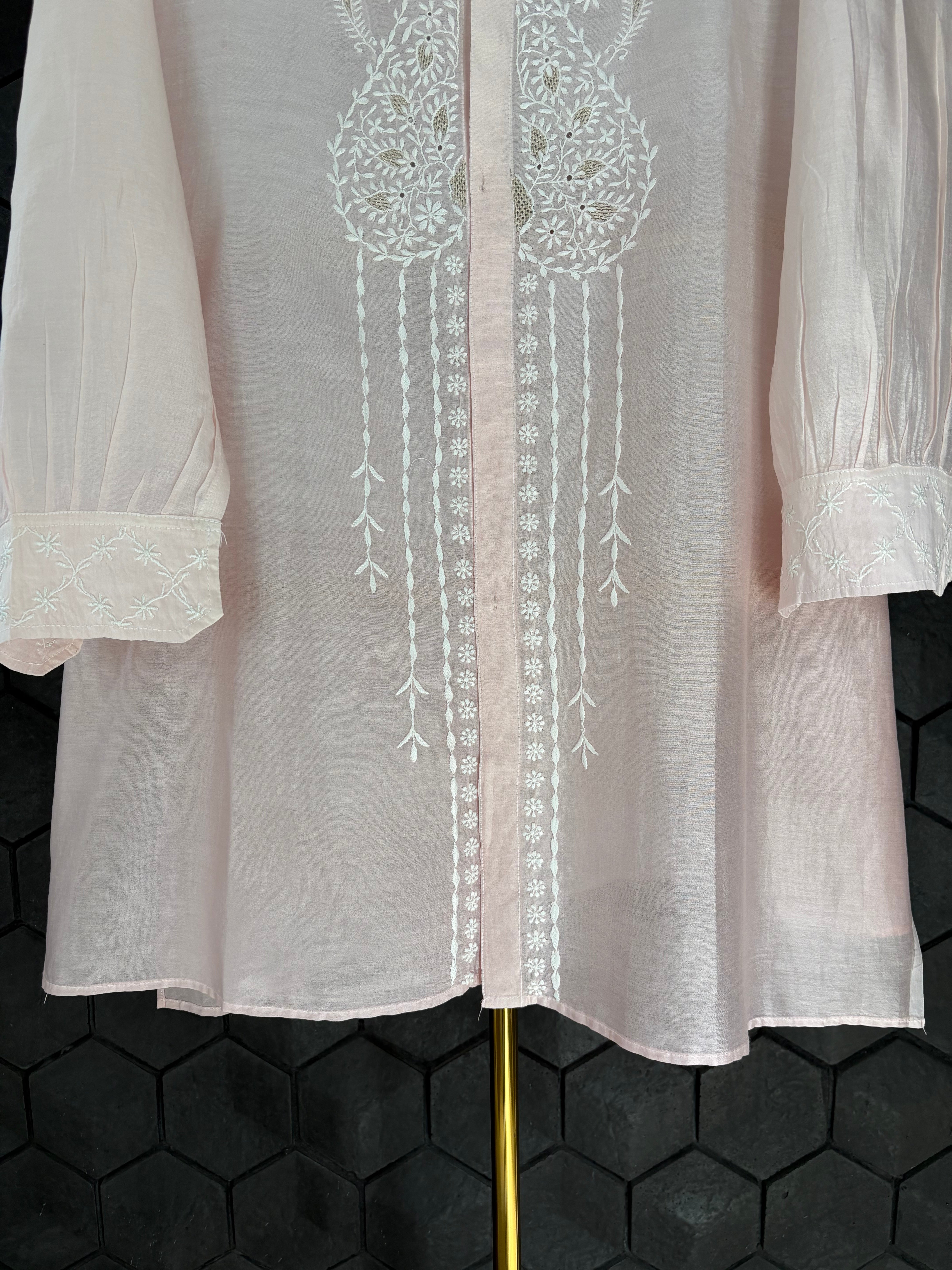 Pink Chanderi Chikankari Co-ord sets