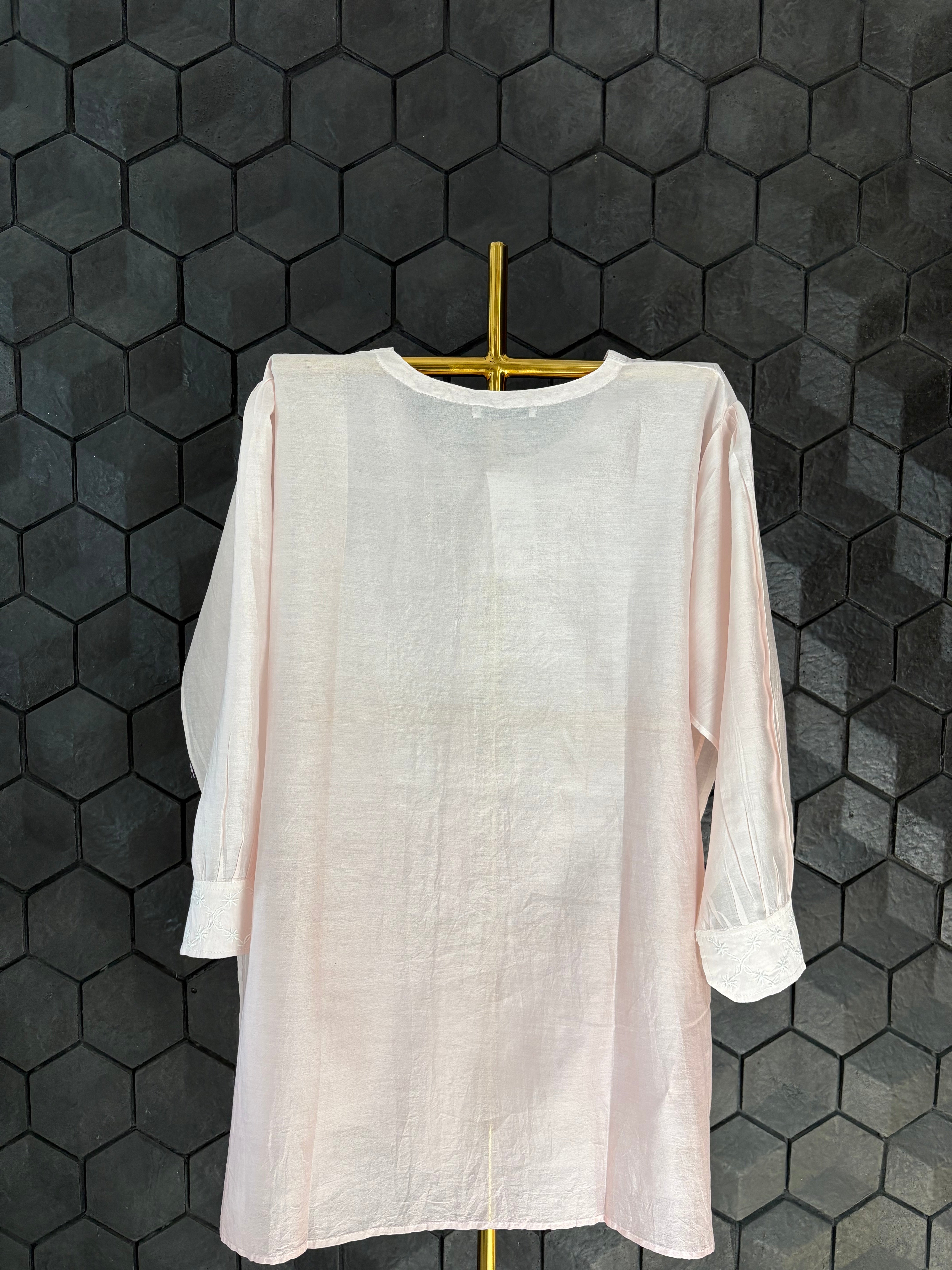 Pink Chanderi Chikankari Co-ord sets