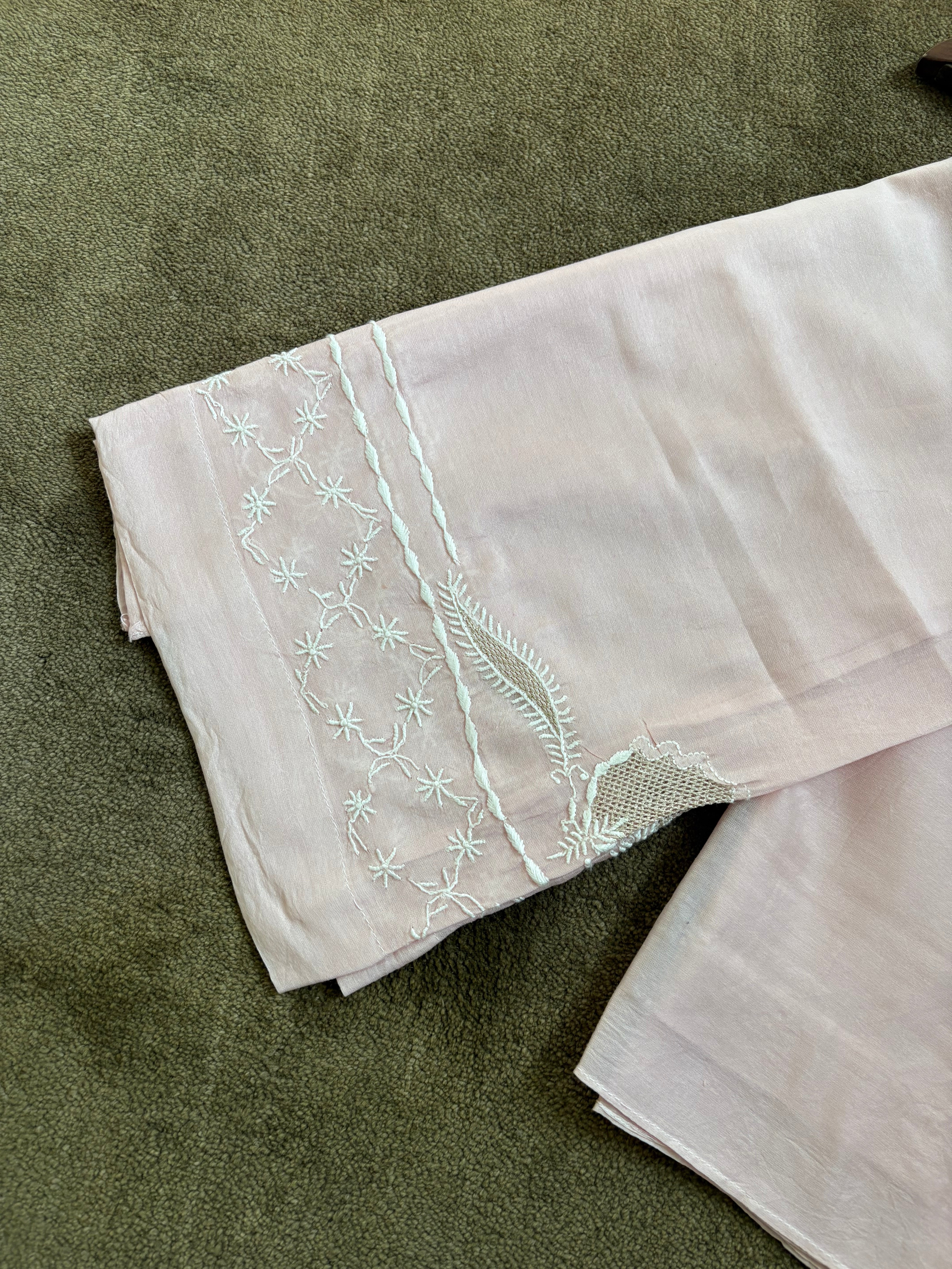 Pink Chanderi Chikankari Co-ord sets