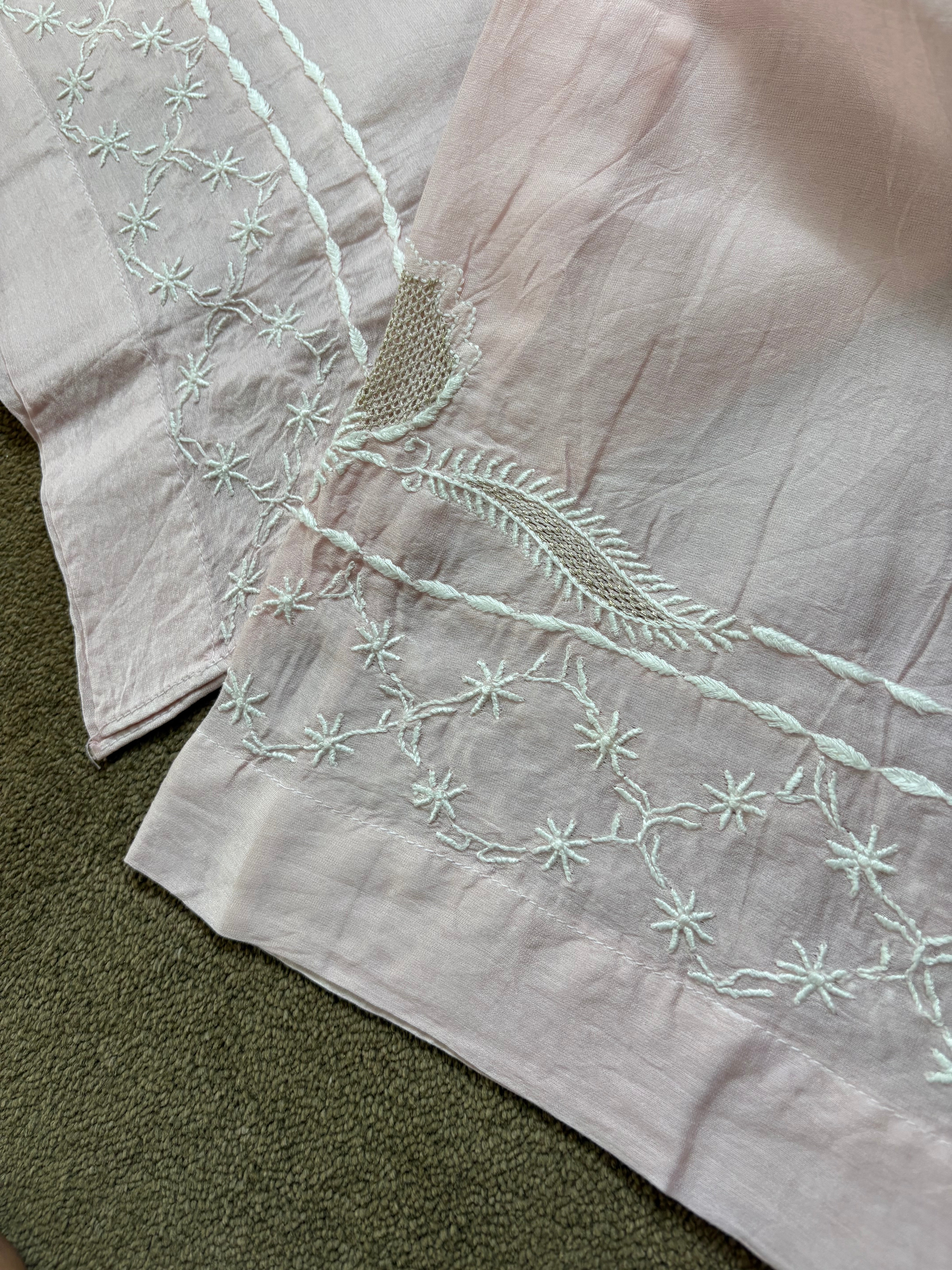 Pink Chanderi Chikankari Co-ord sets