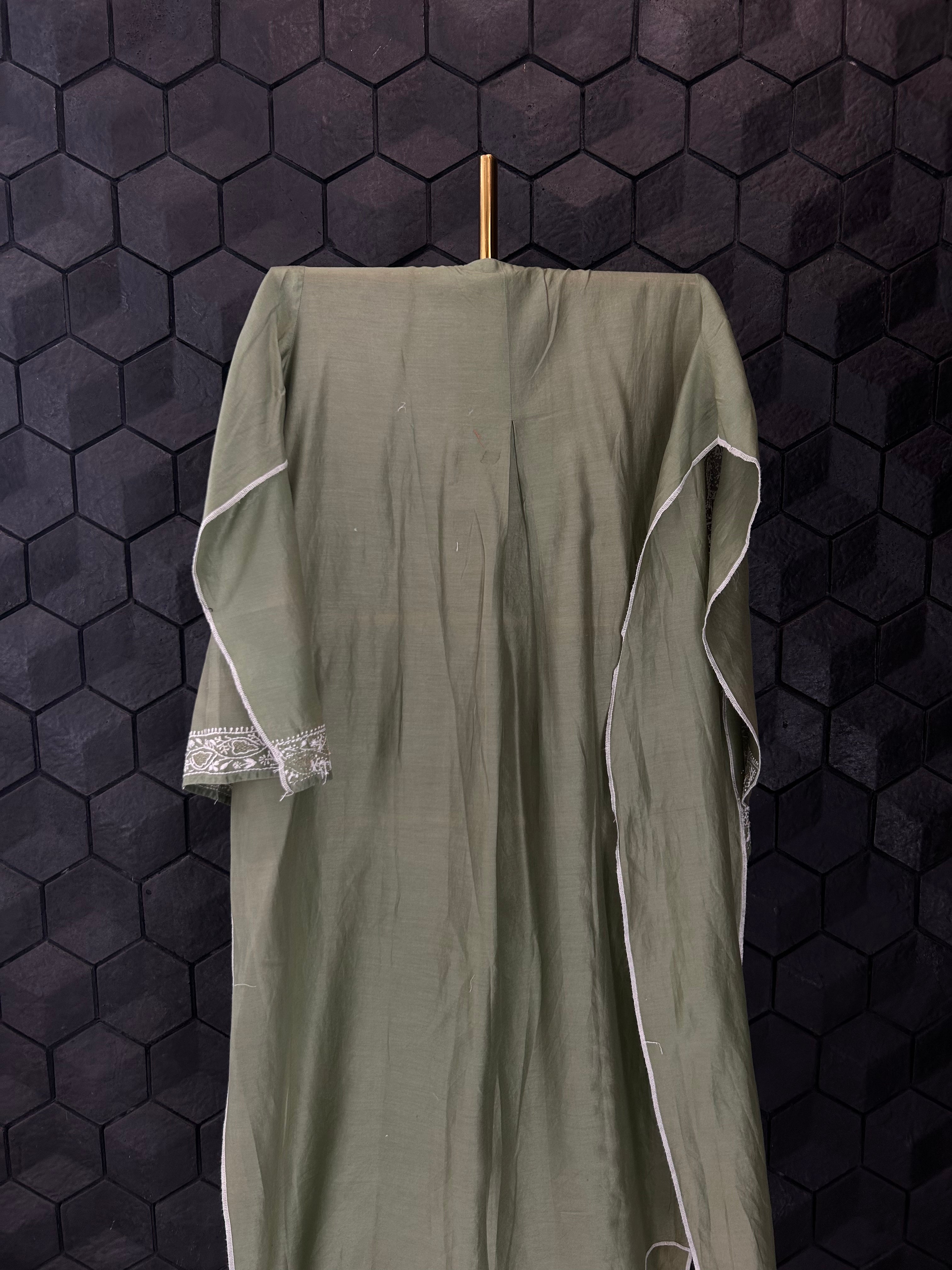 Mint Green Chanderi Chikankari Co-ord sets