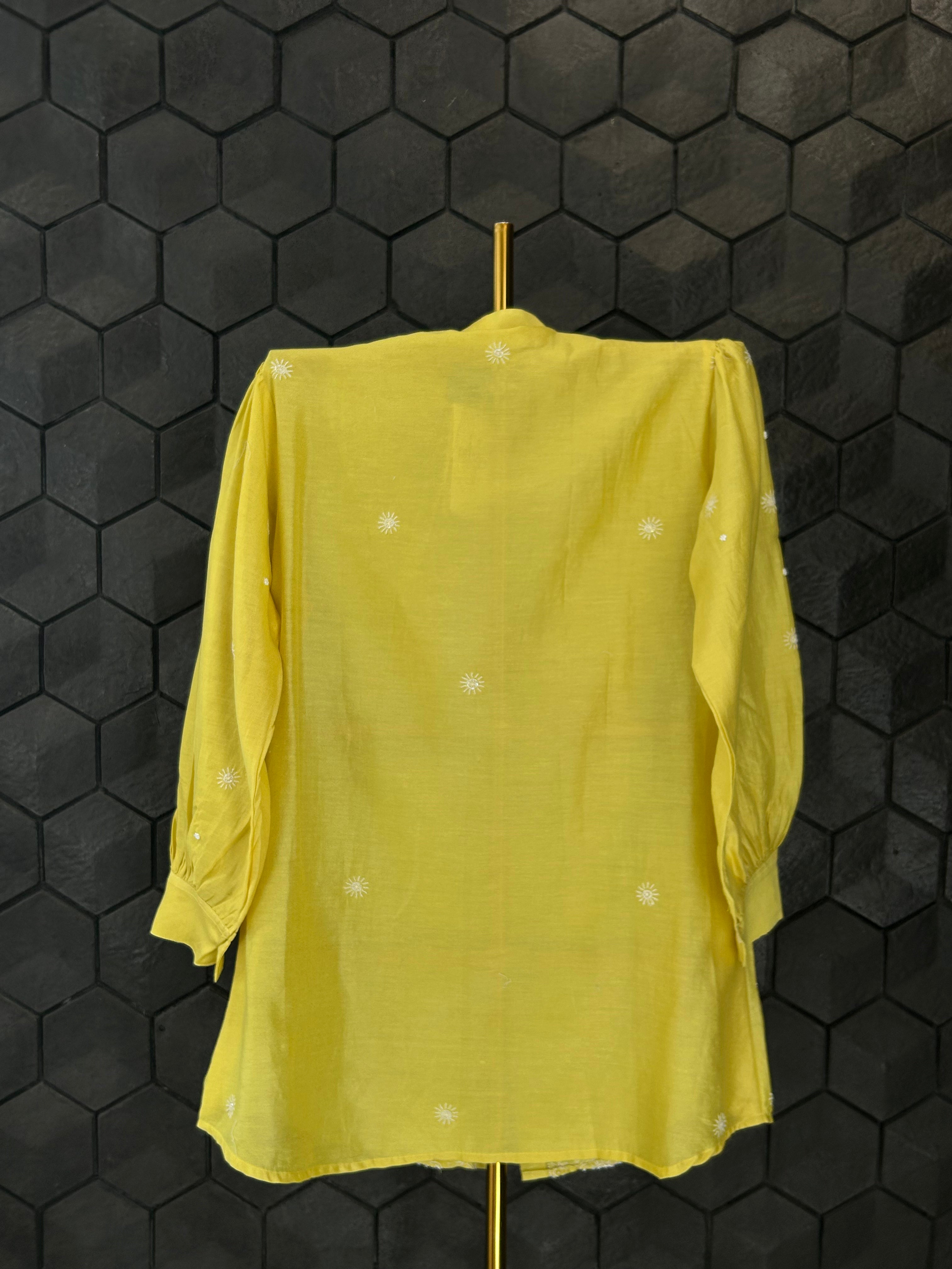 Lime Green Chanderi Chikankari Co-ord sets