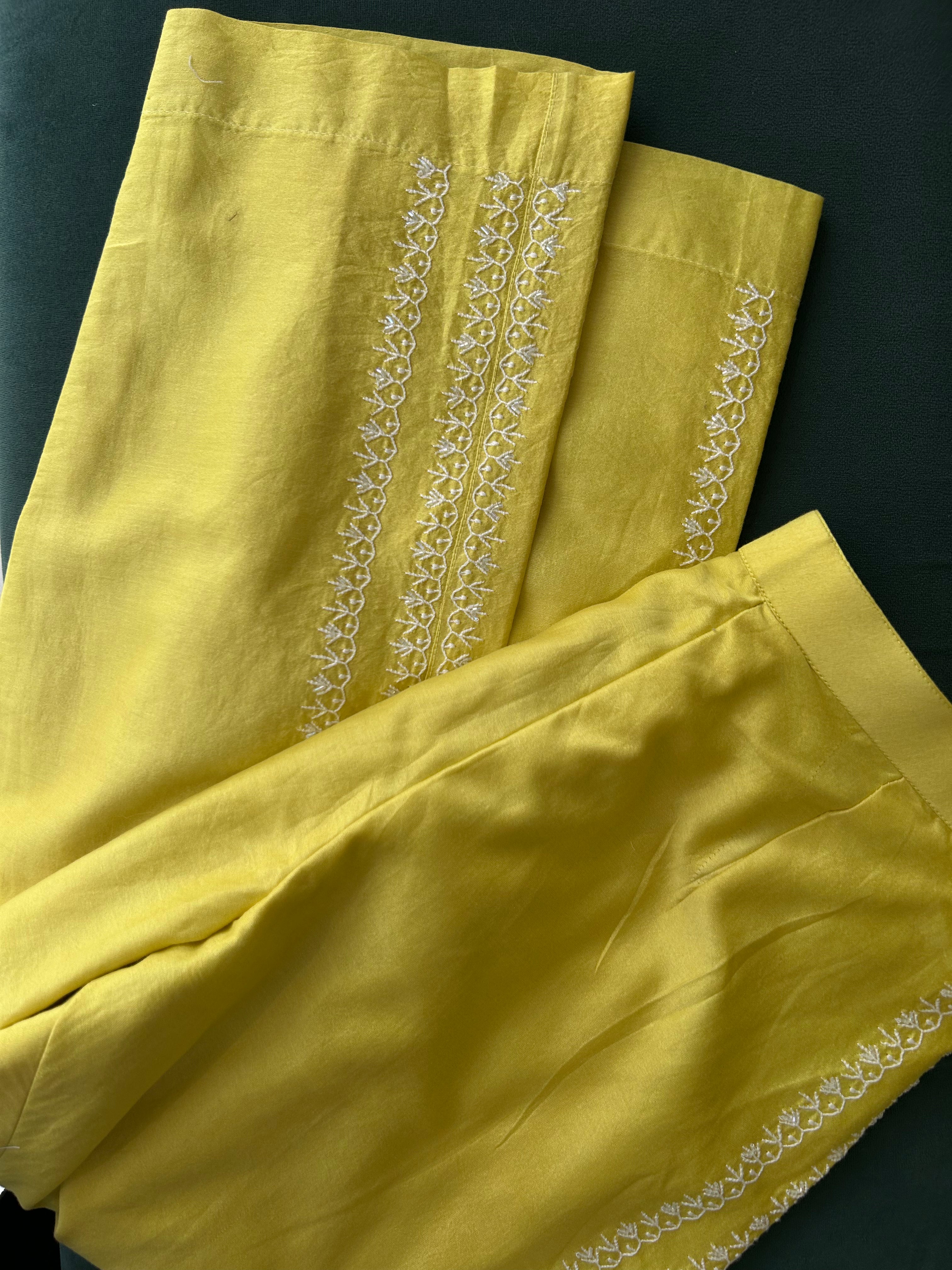 Lime Green Chanderi Chikankari Co-ord sets