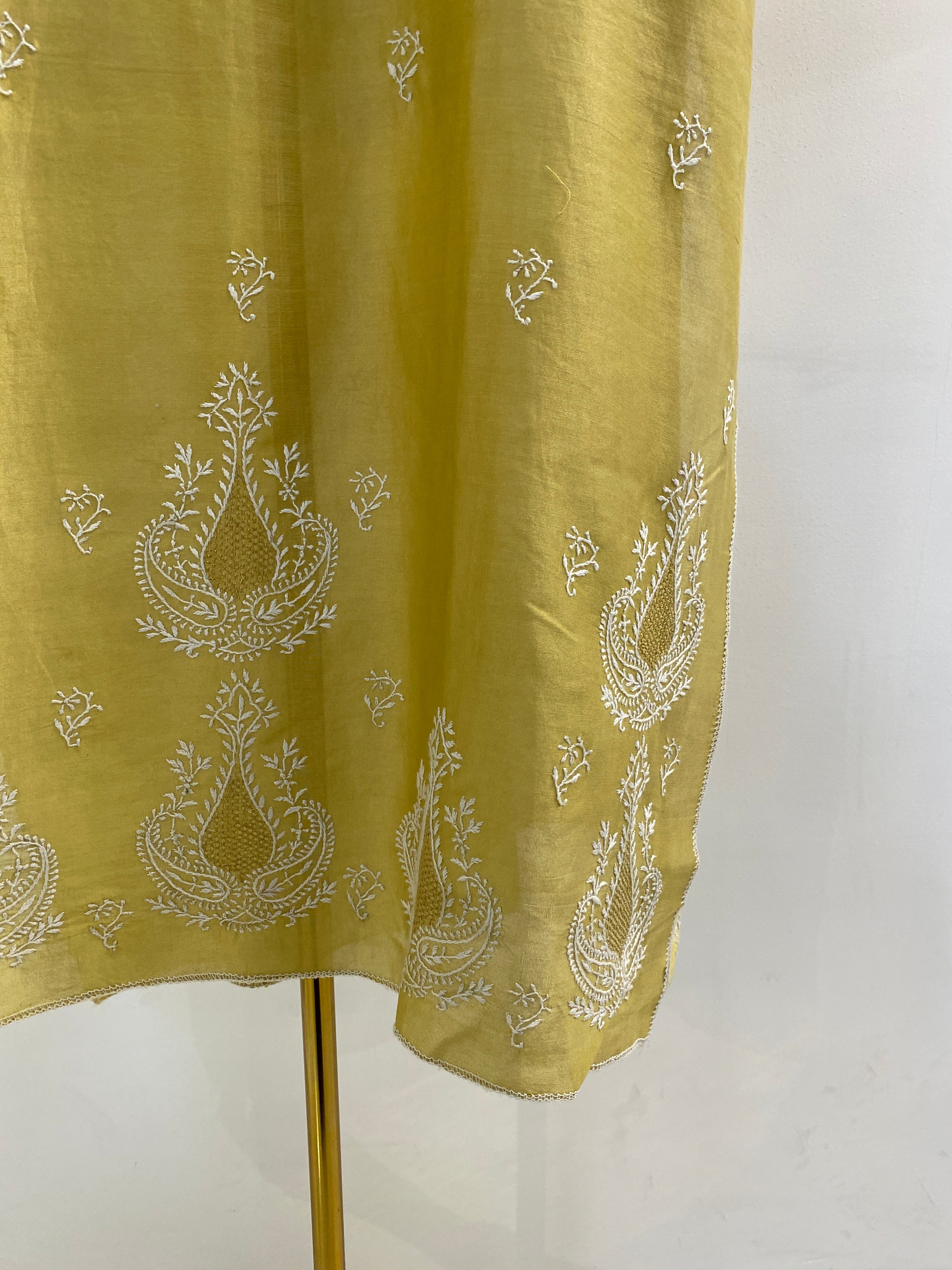 Mehendi green chanderi kurta set
