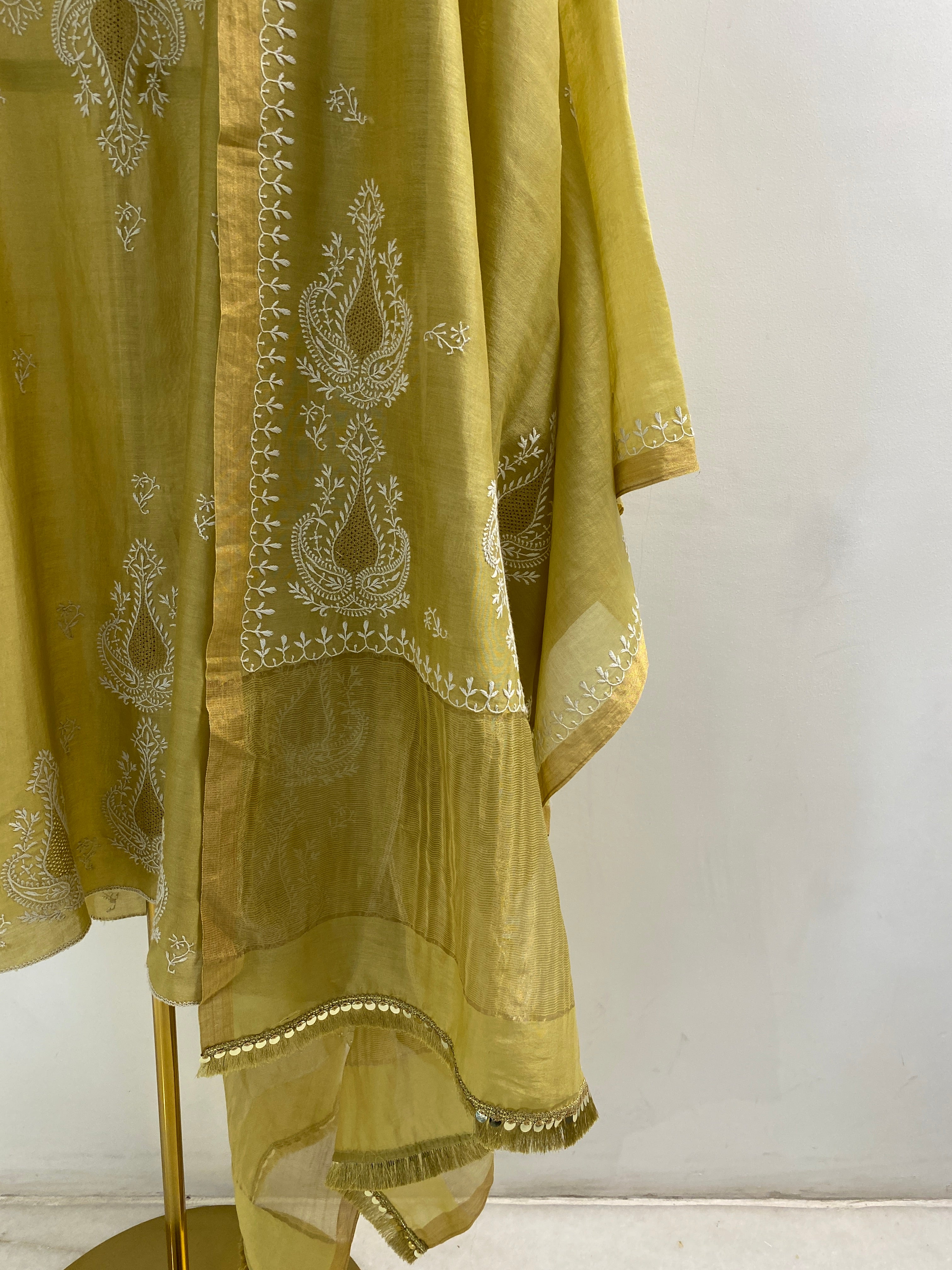 Mehendi green chanderi kurta set