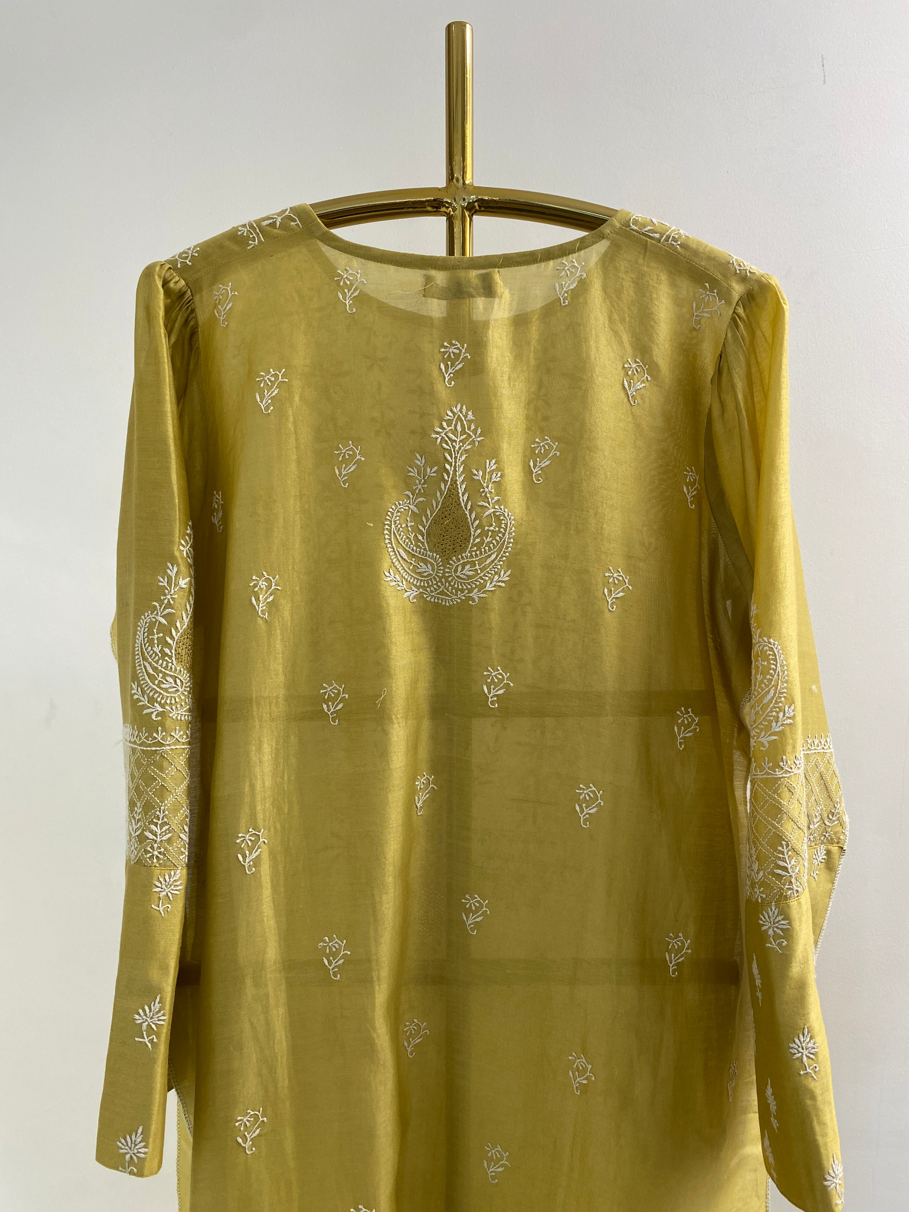 Mehendi green chanderi kurta set