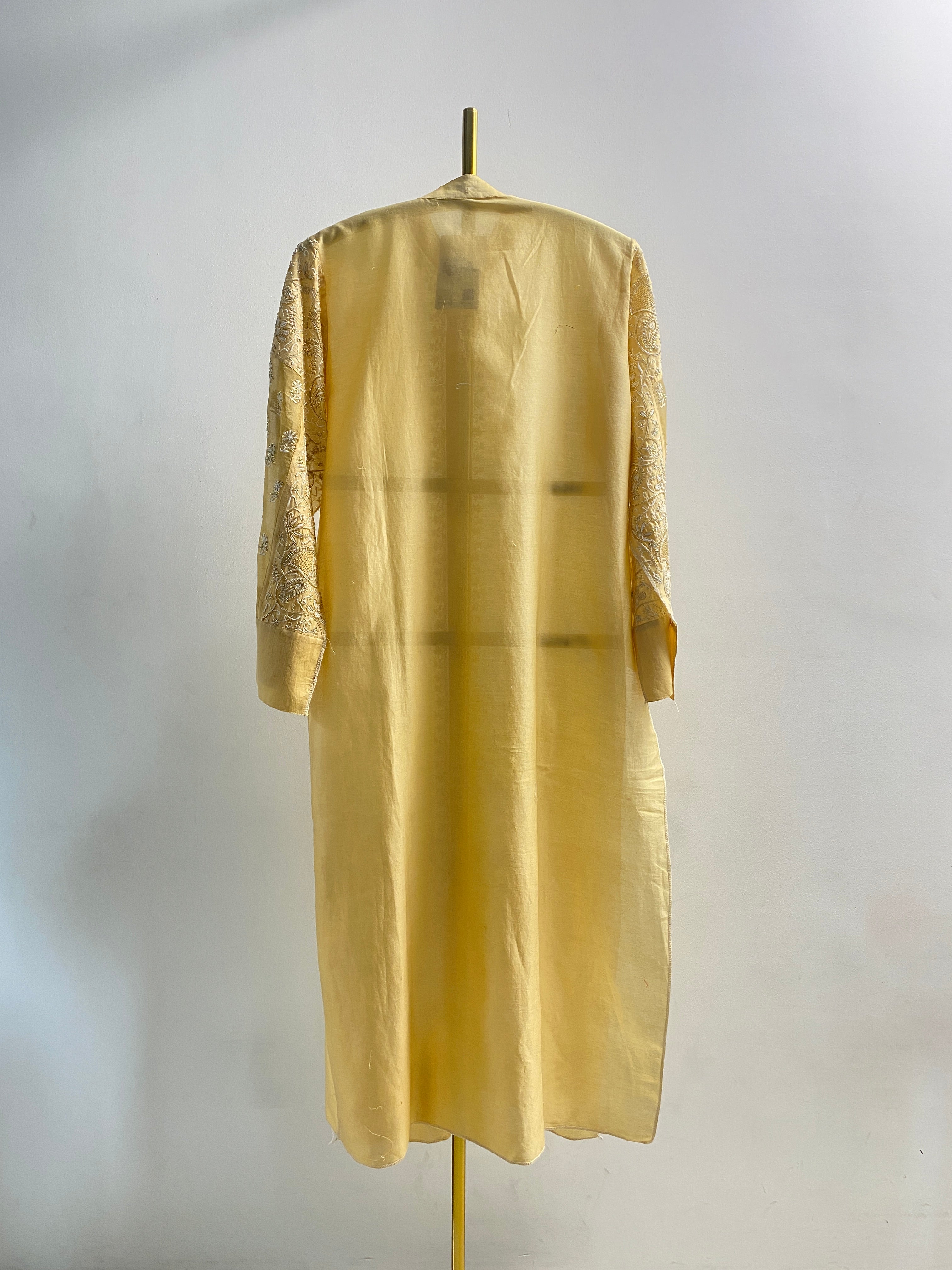 Gold Chanderi Chikankari Long Kurta