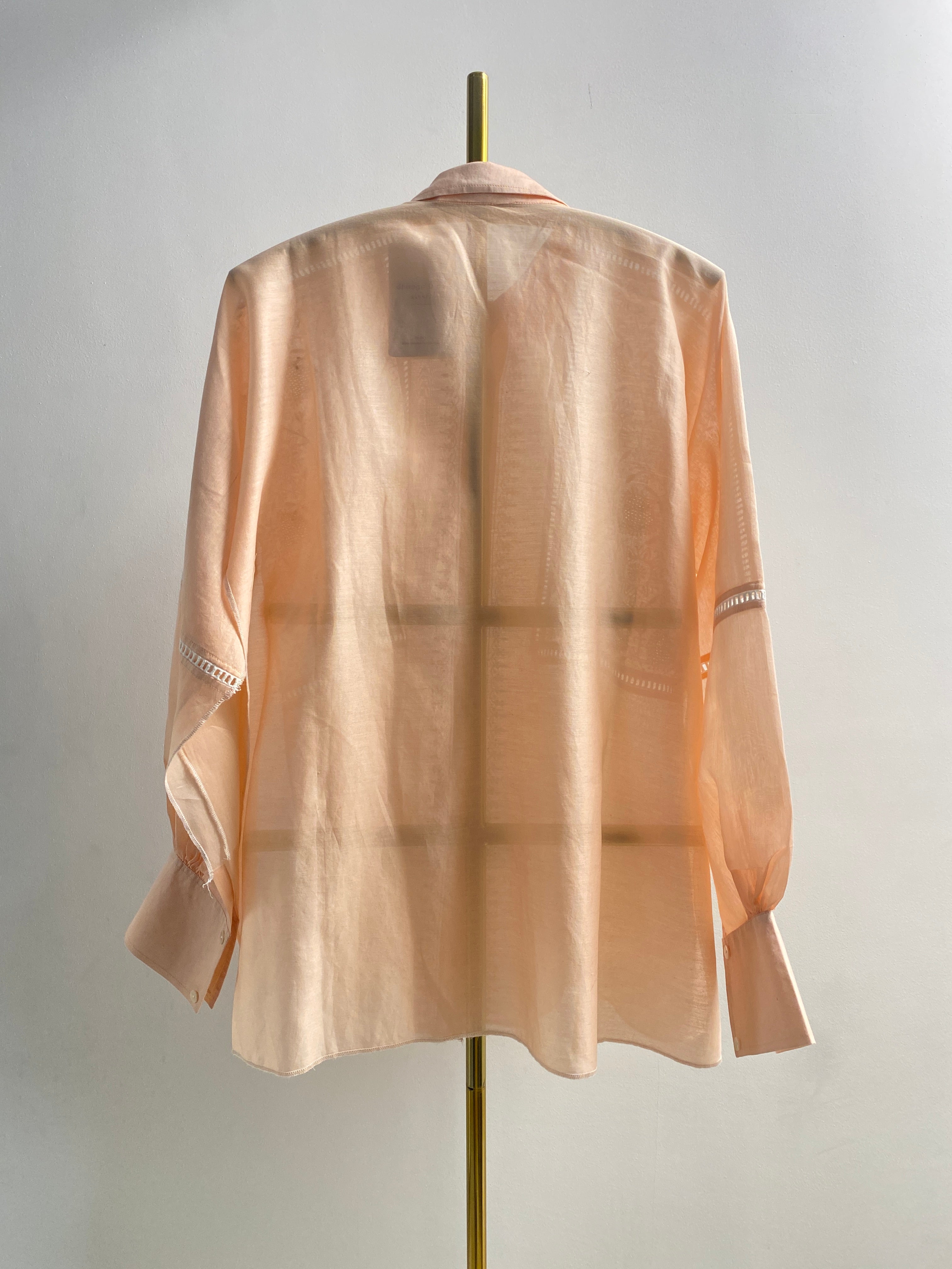 Peach Chanderi Chikankari Shirt