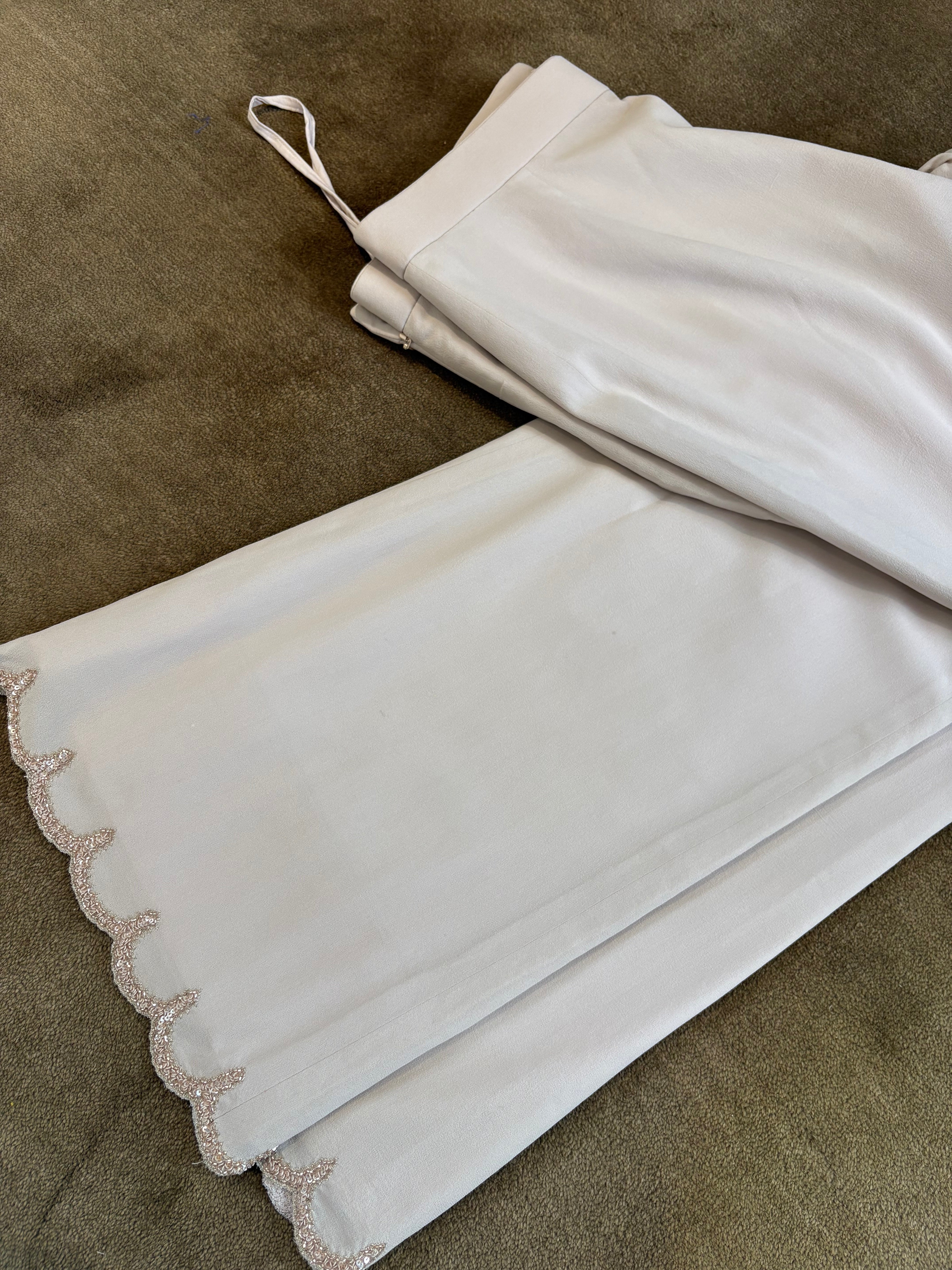 Ivory Georgette Chikankari Gillet Set