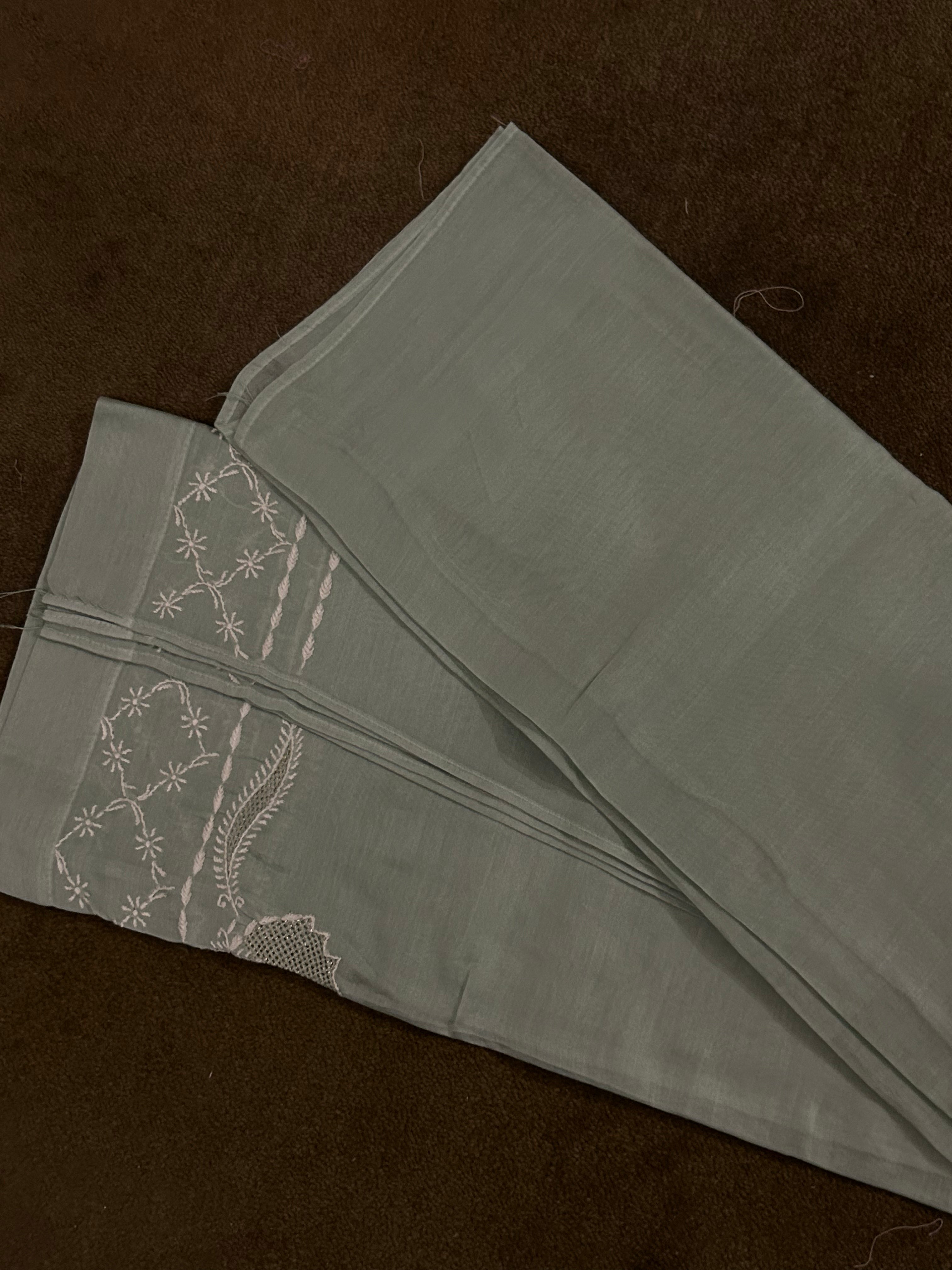 Sea Green Chanderi Chikankari Co-ord sets