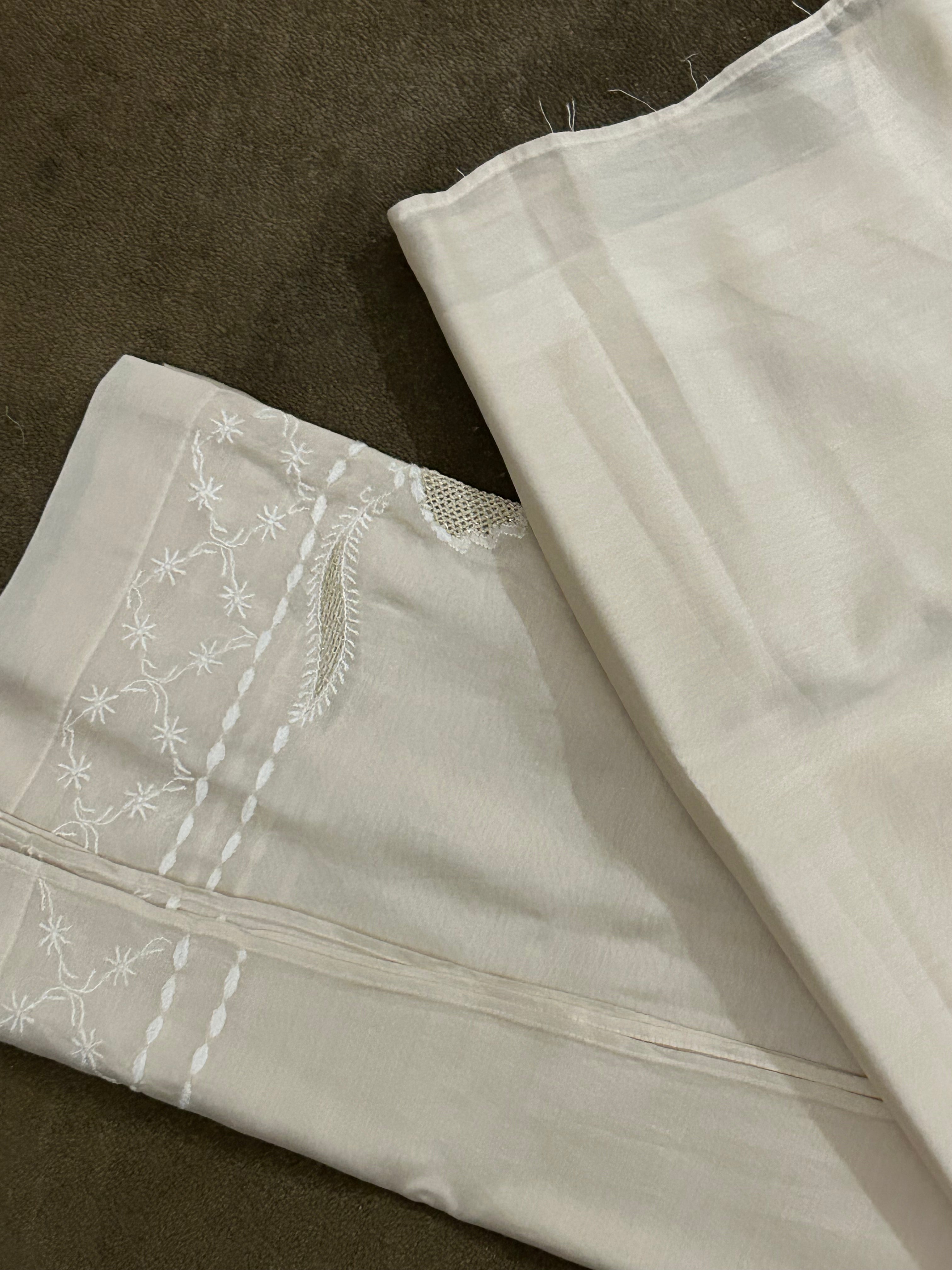 Beige Chanderi Chikankari Co-ord sets