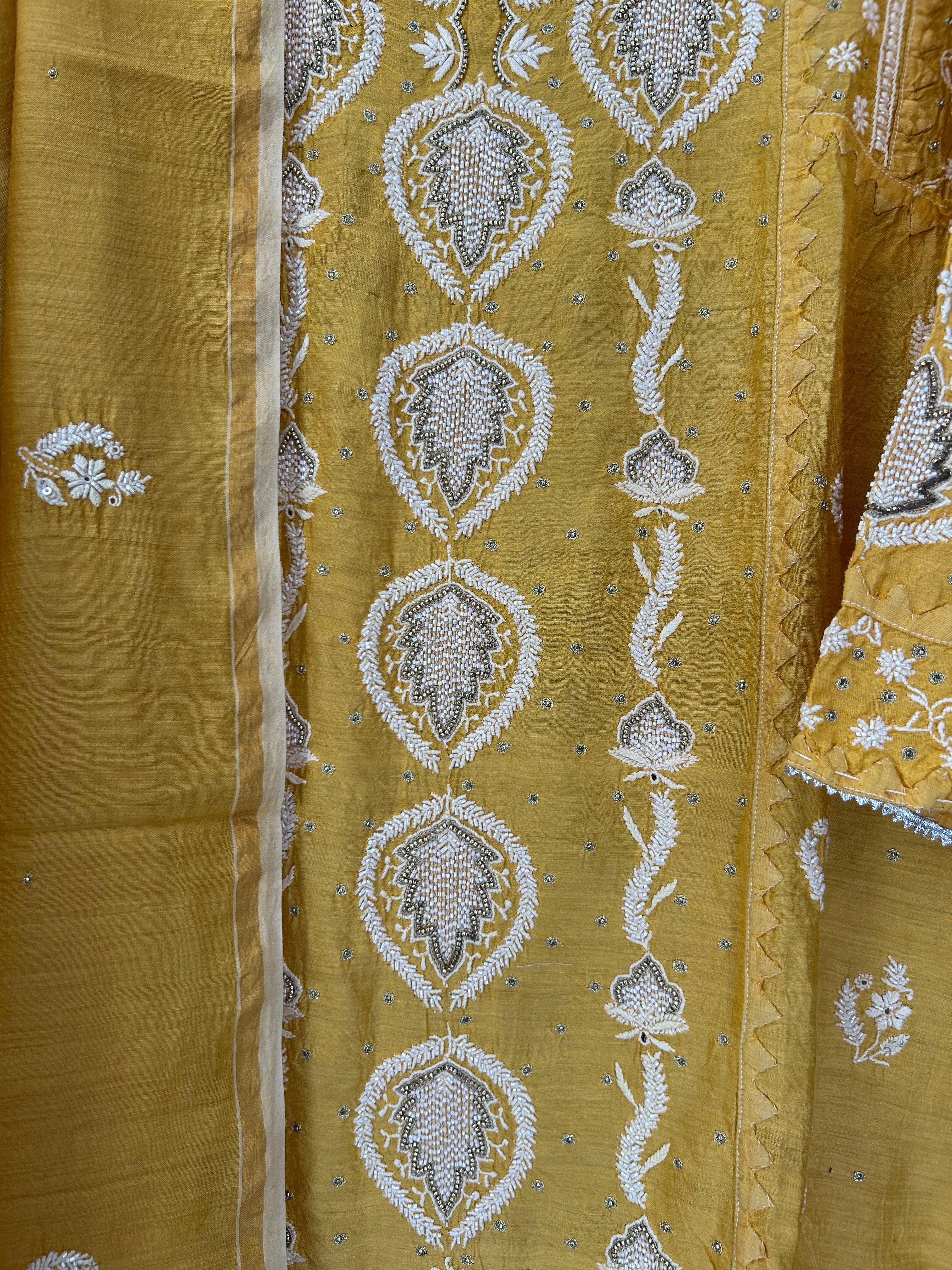 Mustard Chikankari Kurta Set