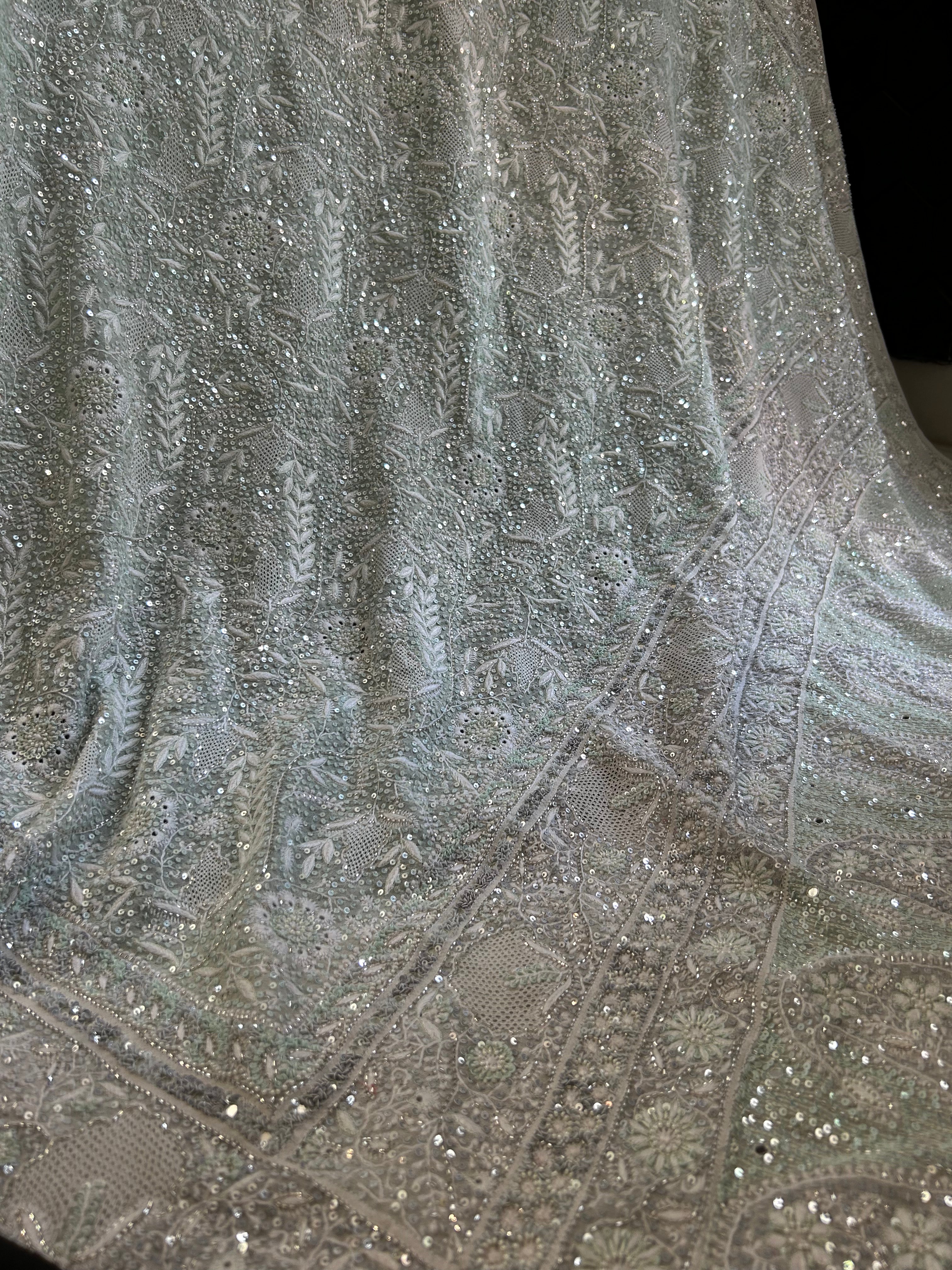 Grey CHIKANKARI PREMIUM LEHENGA Set
