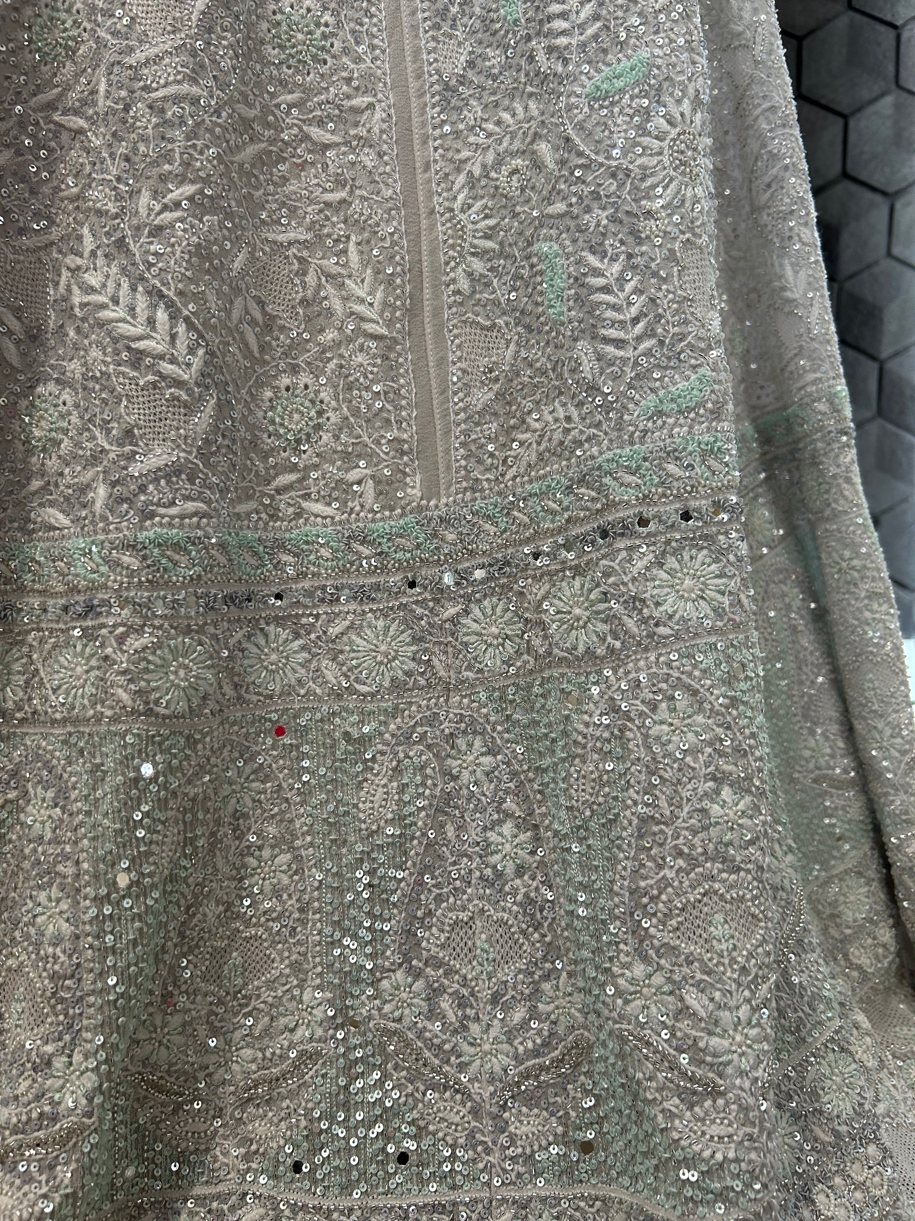 Grey CHIKANKARI PREMIUM LEHENGA Set
