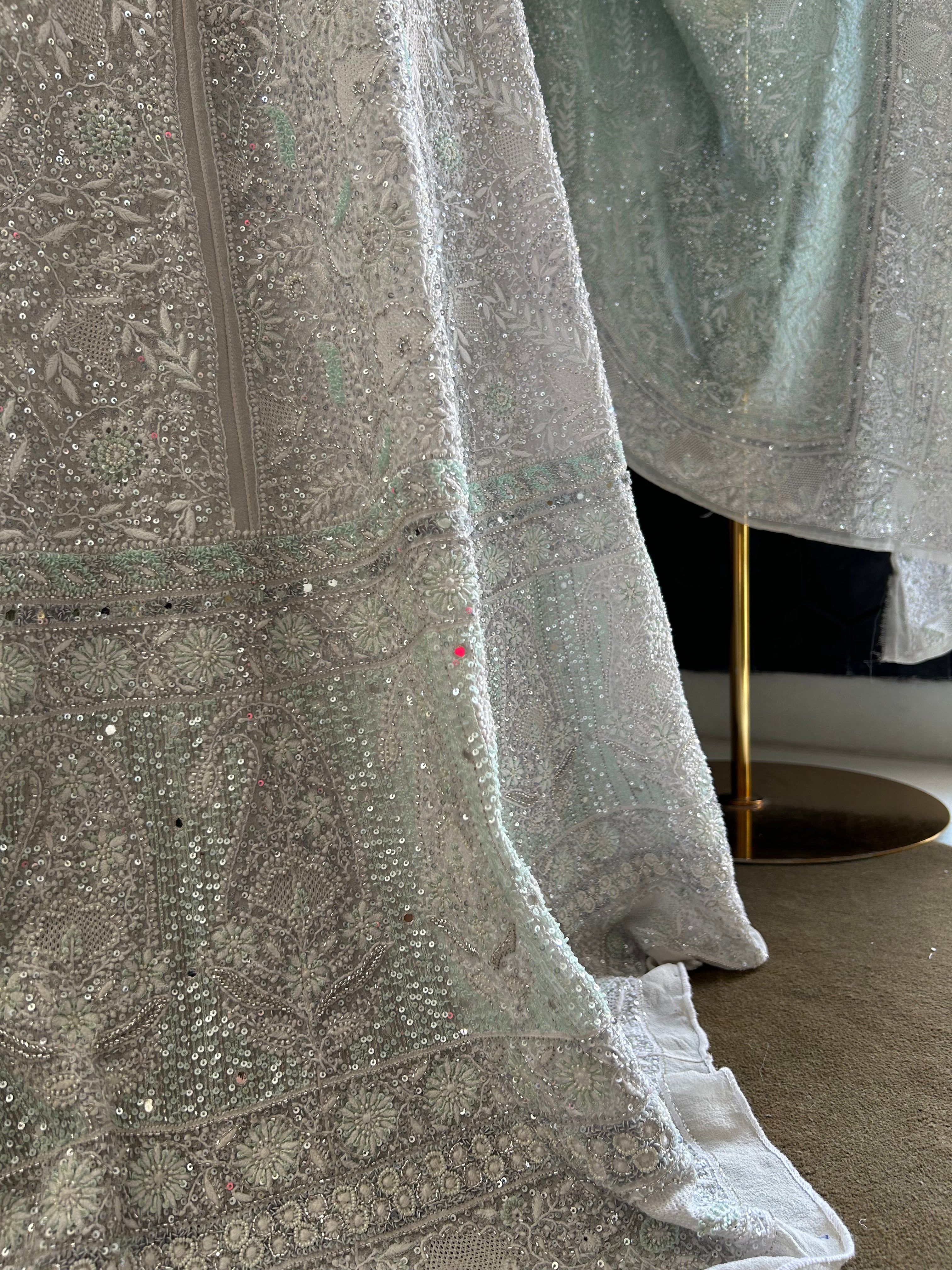 Grey CHIKANKARI PREMIUM LEHENGA Set