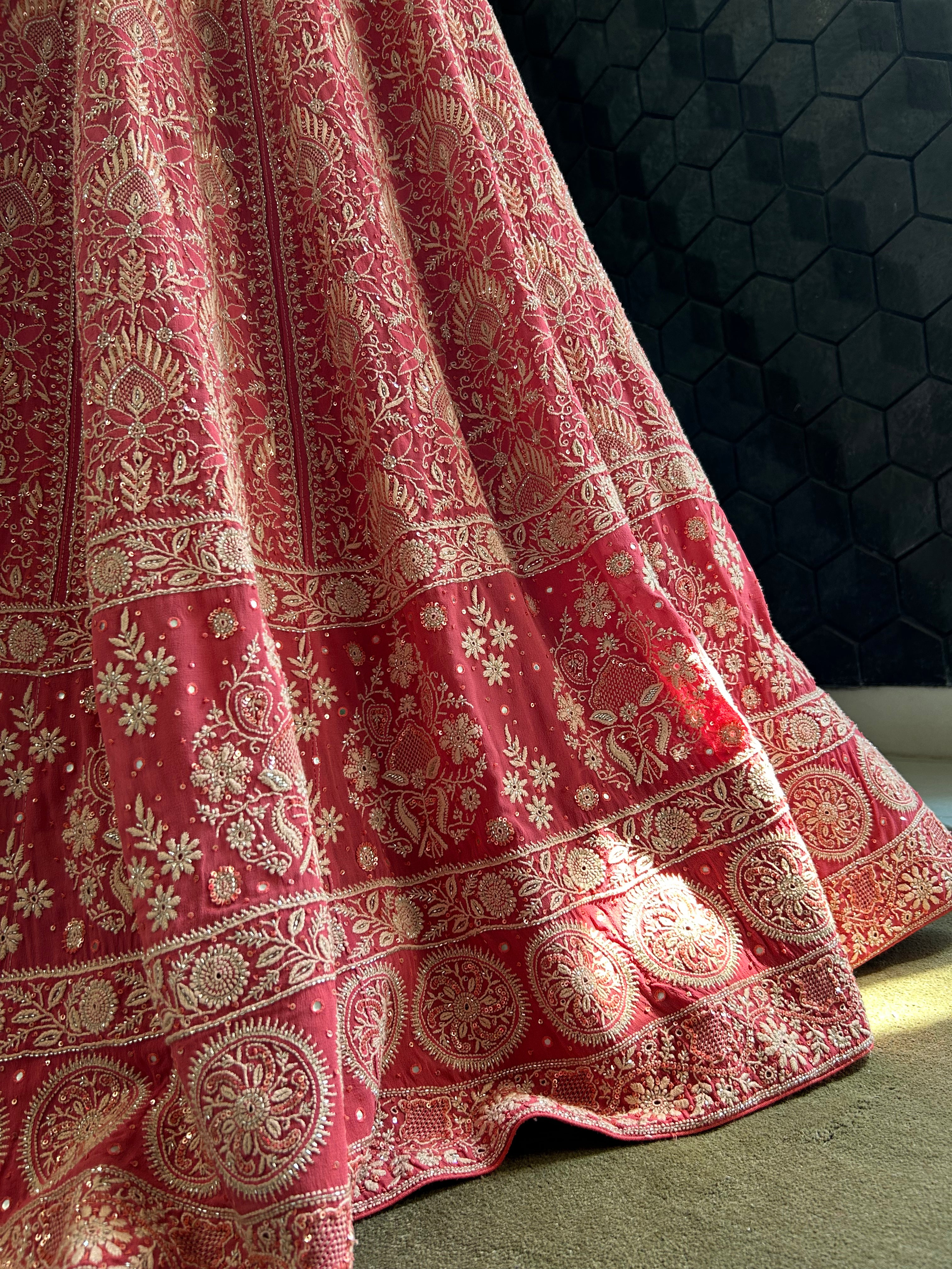 GEORGETTE DO-TAAR CHIKANKARI PREMIUM LEHENGA SET WITH EMBELLISHMENT