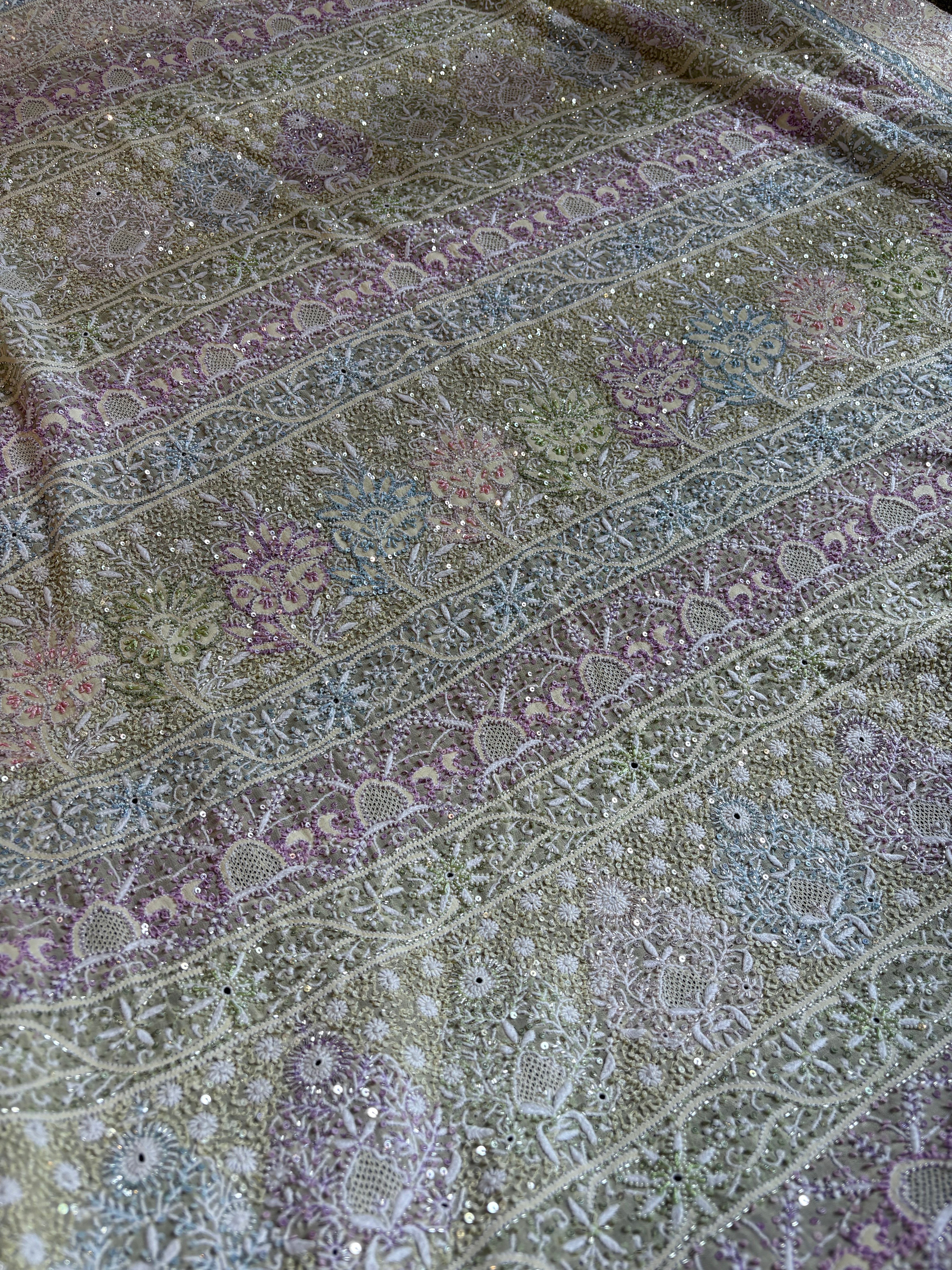 Yellow georgette ek-taar chikankari Saree
