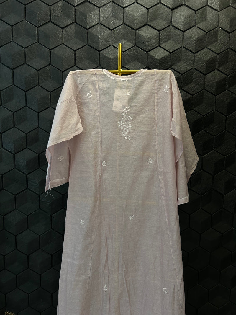 Pink Tissue Chikankari Dress